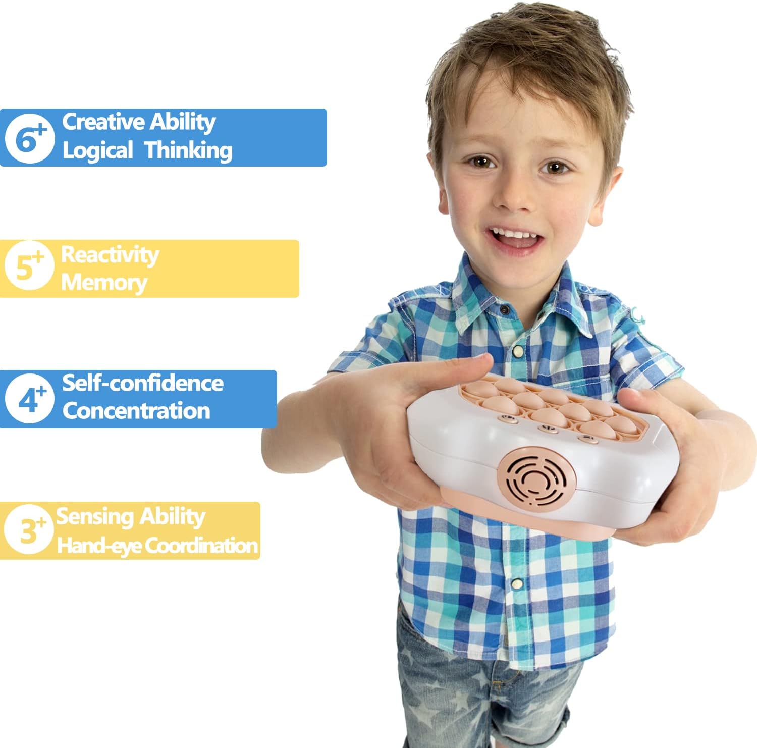 Intoypad Pop The Target! Handheld Speed Push Game Machine: A Fun Multiplayer Game for Family. Sensory Fidget Toy Christmas Toys Gifts for 6 7 8 9 10 11 12 Years Old Kids Road Trip Car Games Kids White - Image 2