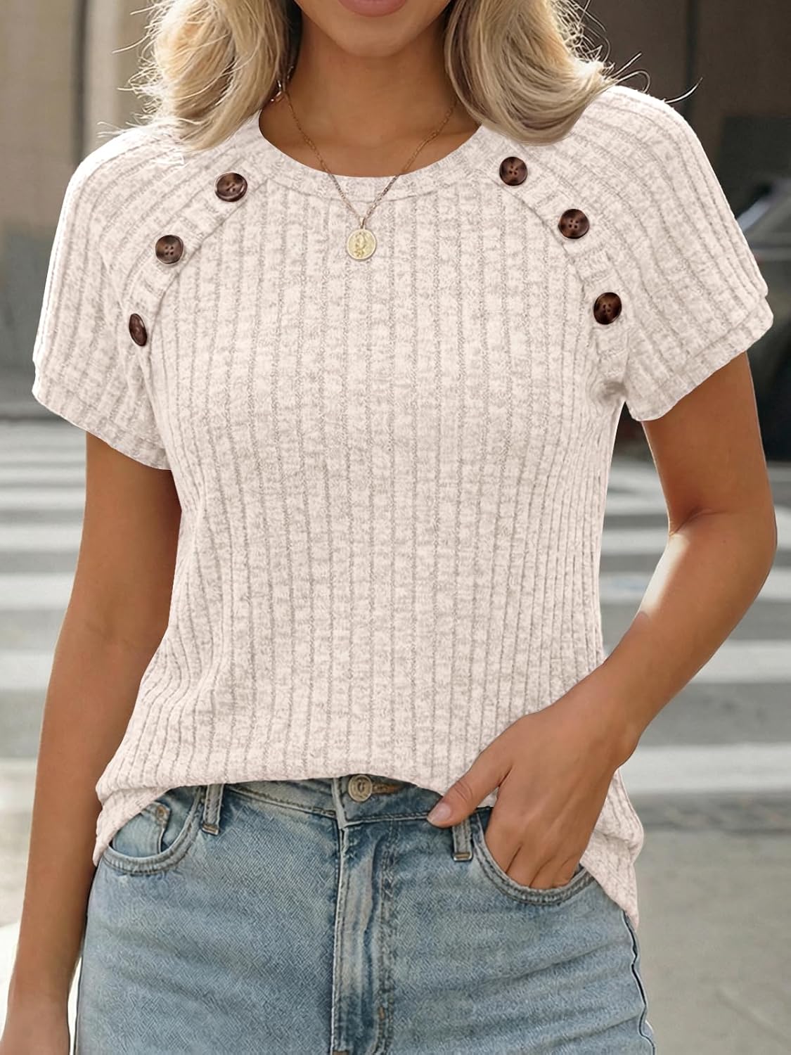AUTOMET Women's Short Sleeve Shirts Business Casual Blouses Dressy Work Tunic Tops 2026 Spring Sweaters Fashion Clothes - Image 2