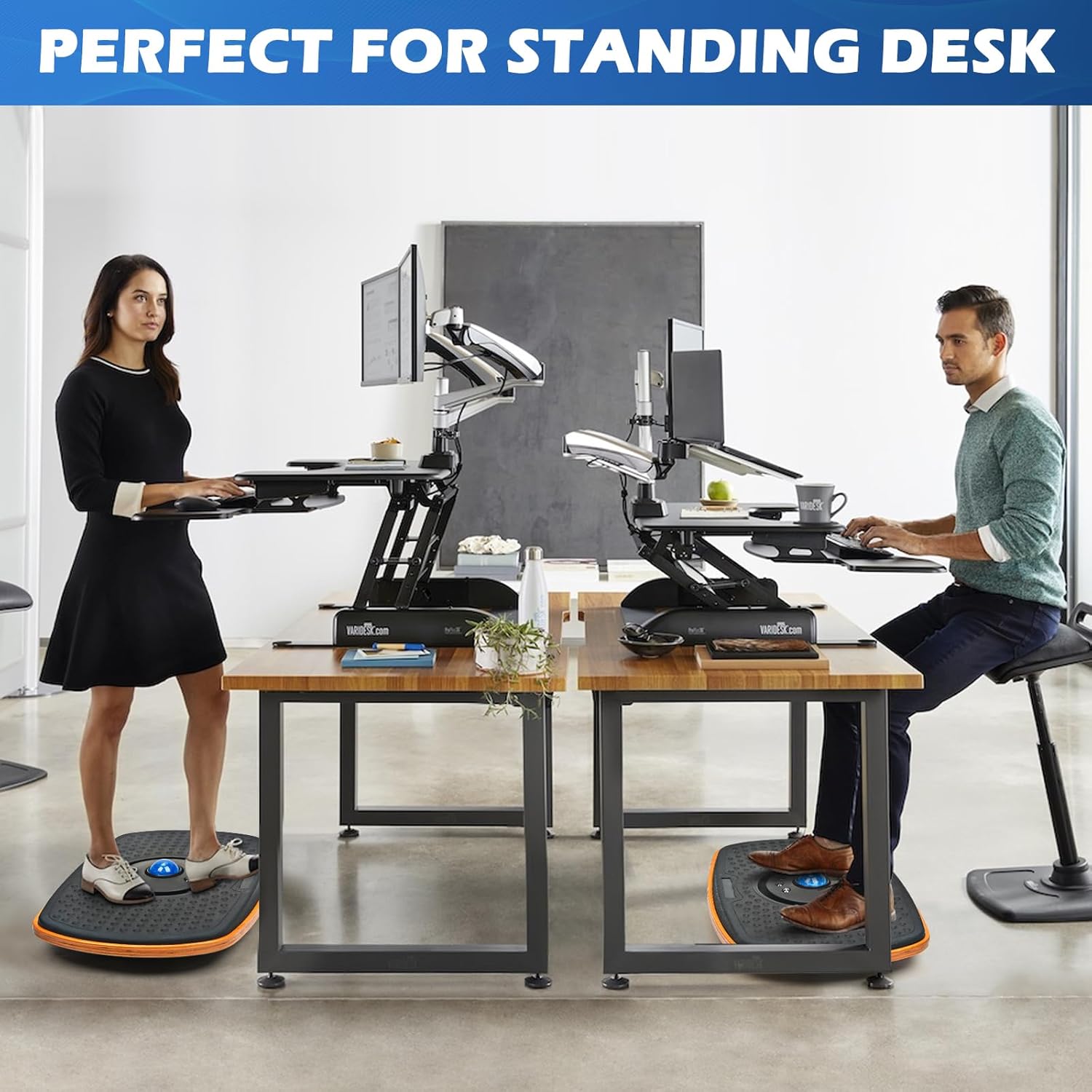 Standing Desk Anti Fatigue Mat Balance Board with Marble, 360° Rotation Exercise Wooden Wobble Board Stability Rocker Perfect for Office, Workstation, Home, Gym, Kitchen - Image 6