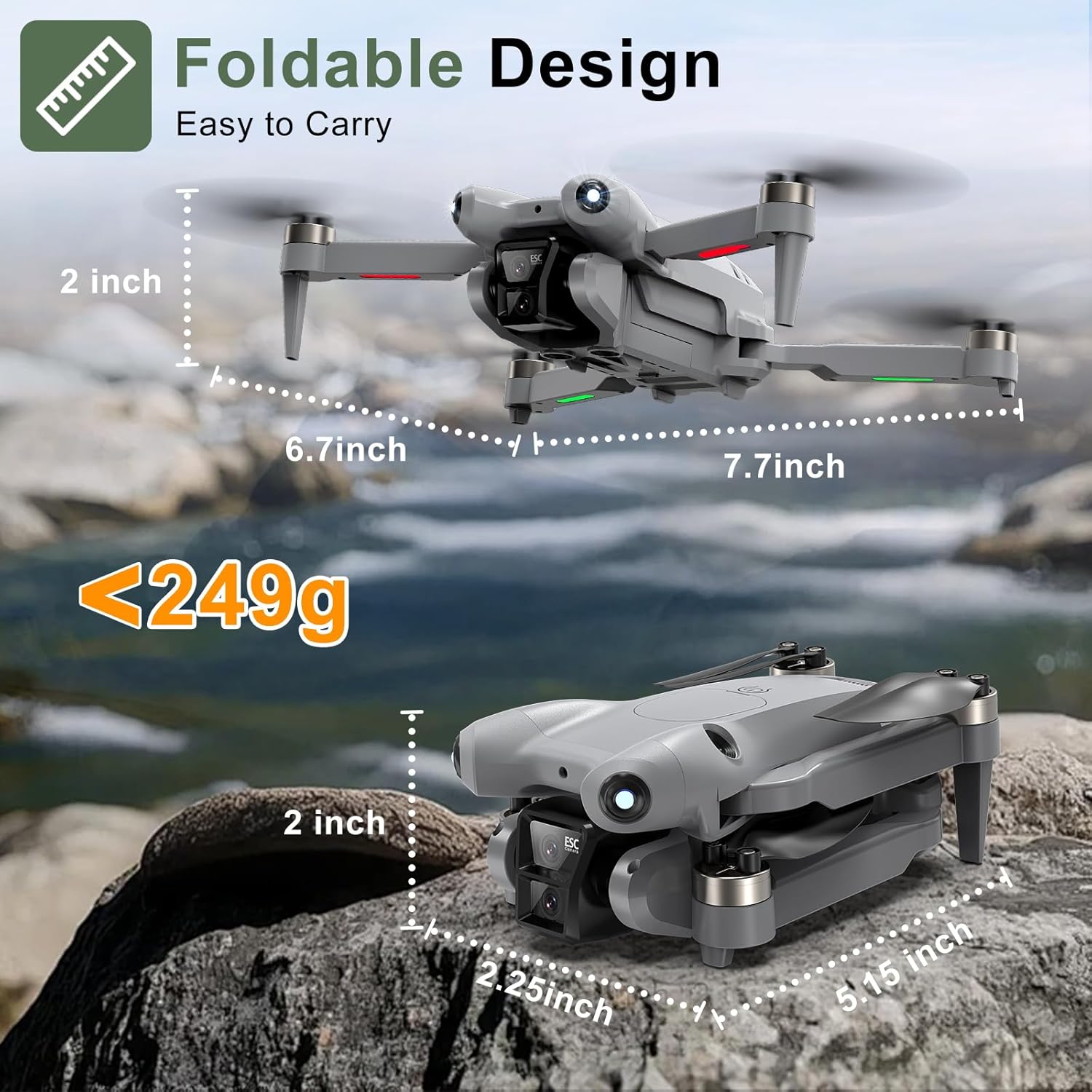 PRO Drone with Camera for Adults 4K,Brushless Motors Drone for Kids Beginners,40mins Flight Time with 2 Batteries,FPV Foldable RC Quadcopter,Toys Gifts for Teen Boys Girls, Beginner(Grey) - Image 7