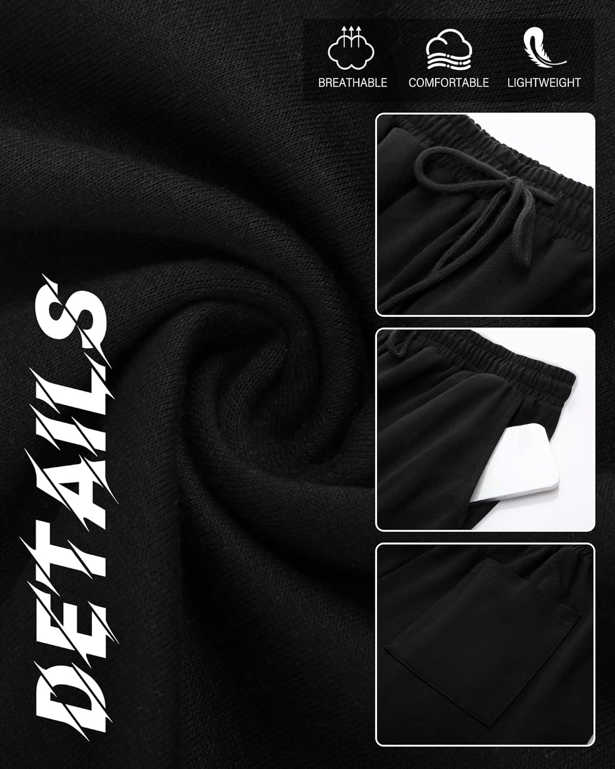 Neer 4 Pack Men's Sweatpants Joggers with Pockets Open Bottom Gym Athletic Pants Baggy Workout Casual Running Clothing - Image 6