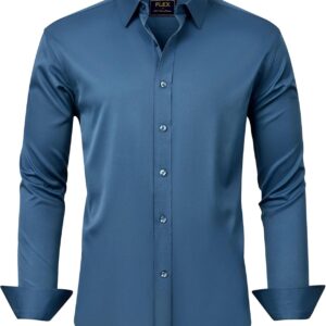 J.VER Men’s Dress Shirts Solid Long Sleeve Stretch Wrinkle-Free Formal Shirt Business Casual Button Down Shirts
