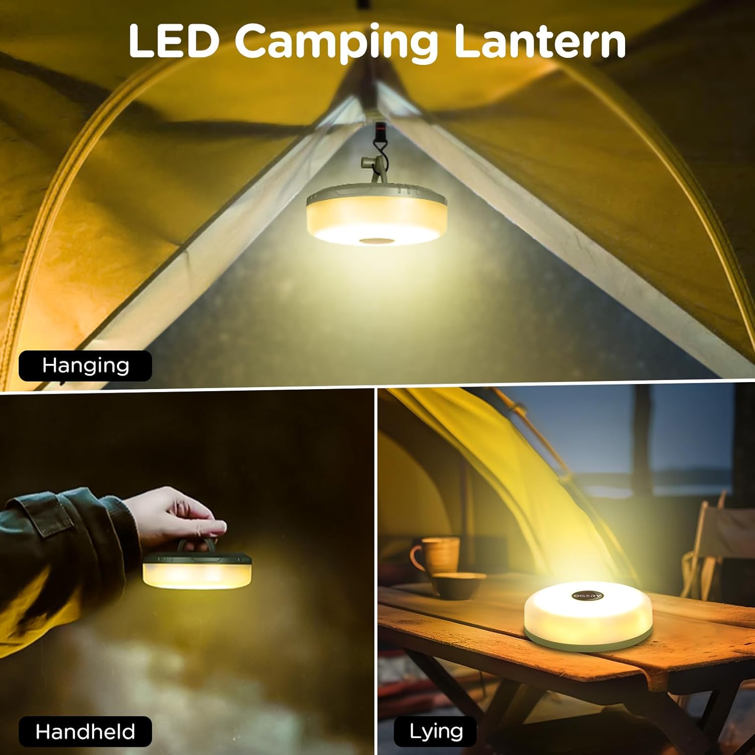 OGERY Camping String Lights, 4 in 1 Quick Storage 32.8FT Rechargeable Tent Lights String with 8 Lighting Modes, Hanging Waterproof Portable LED Lamp for Outdoor Patio Awning Garden Camping Essentials - Image 5