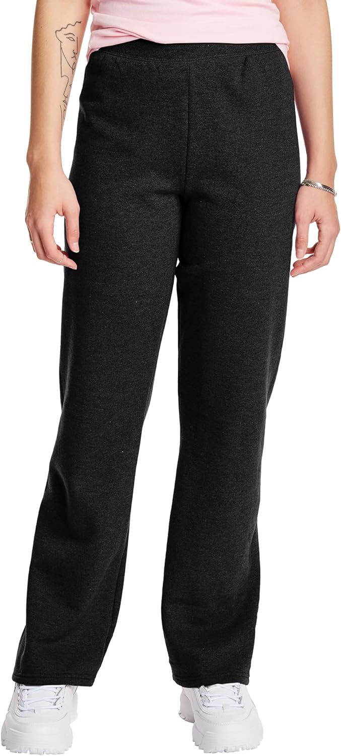 Hanes Women's Sweatpants, EcoSmart Fleece Pants, Pocketless Open-Bottom Sweatpant, Regular & Petite