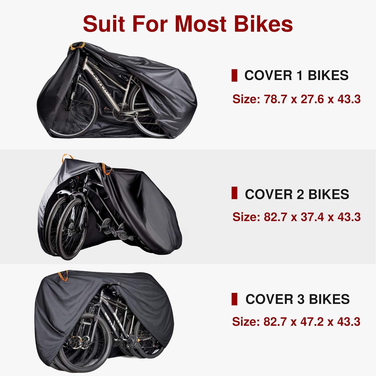 Puroma Bike Cover for 1/2/3 Bikes, Waterproof Outdoor Storage Bicycle Covers Rain Sun UV Dust Wind Proof with Lock Hole for Mountain Road Electric Bike - Image 2