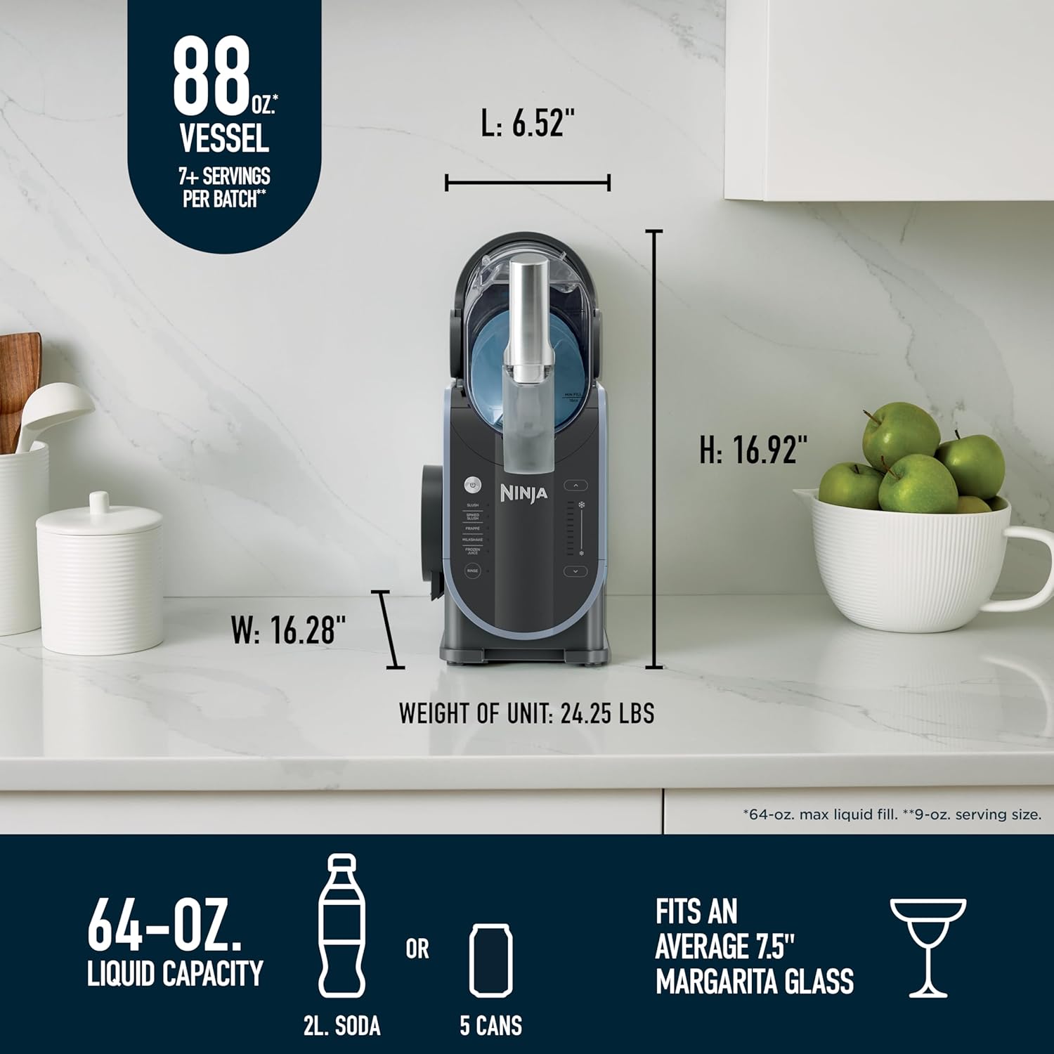 Ninja SLUSHi with RapidChill Technology, 88 oz. Frozen Drink & Slushie Machine, 5 Preset Programs, Margaritas, Frappés, and More, Premium Accents, Black, FS301 - Image 10