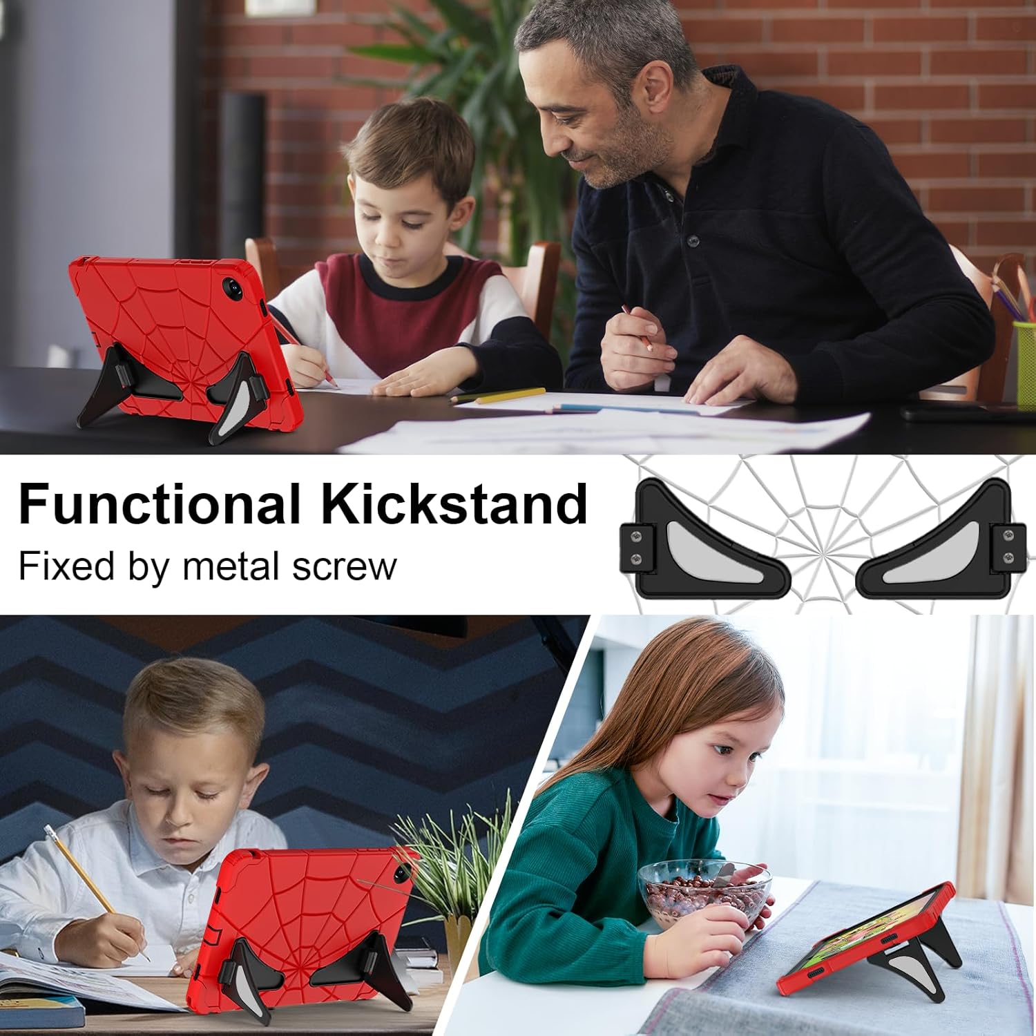Case for Galaxy Tab A11 Plus /A9 Plus Samsung Tablet A11+ / A9+ 11 Inch Cases with Screen Protector 2026/2024 Galaxy 11" Cover Thickned Cornor Kickstand, Red Black - Image 8