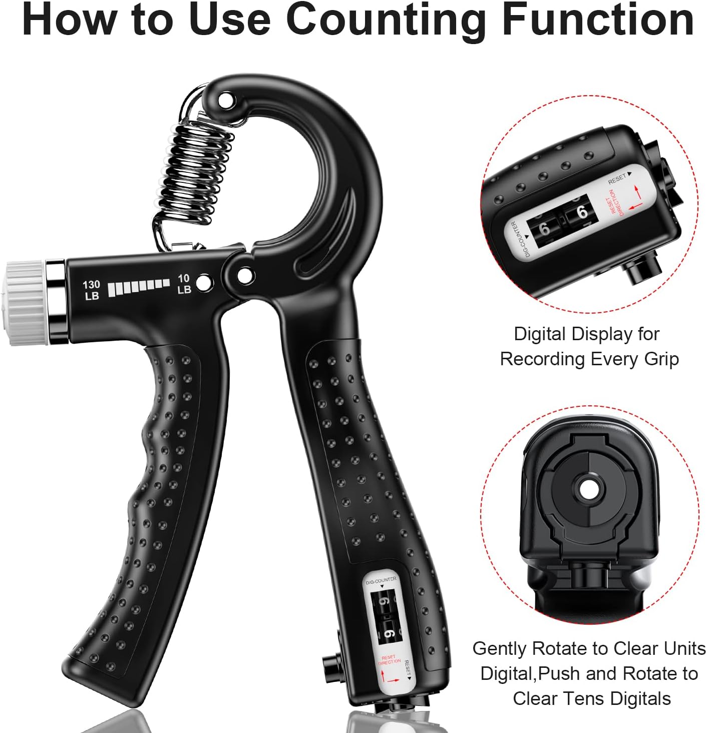 KDG Hand Grip Strengthener 2 Pack Adjustable Resistance 10-130 lbs Forearm Exerciser,Grip Strength Trainer for Muscle Building and Injury Recovery for Athletes - Image 4