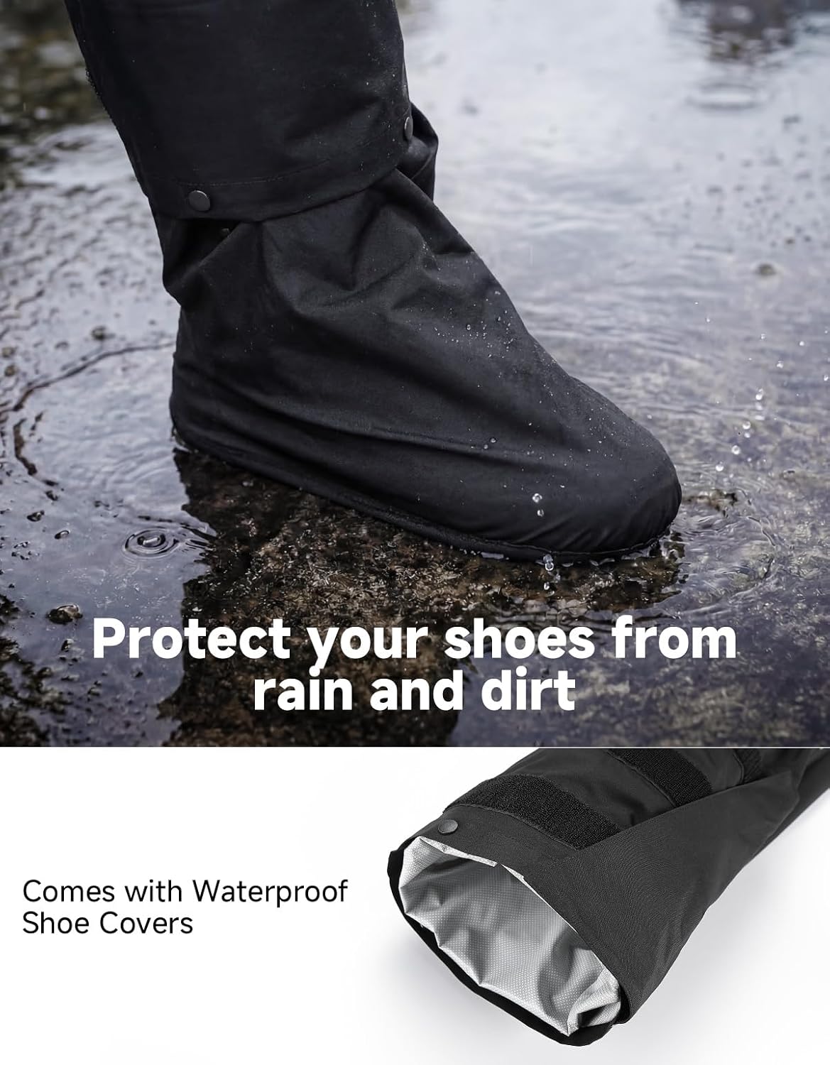 KEMIMOTO Men's Packable Waterproof Cycling Rain Pants, Windproof Breathable Lightweight Over Pants Outdoor Pants - Image 5