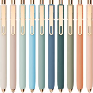 Linbsunne Gel Pens Black Ink Pens for Office 0.5mm Fine Point Pen Smooth Writing Retractable (Metal gold clip-10 pcs)