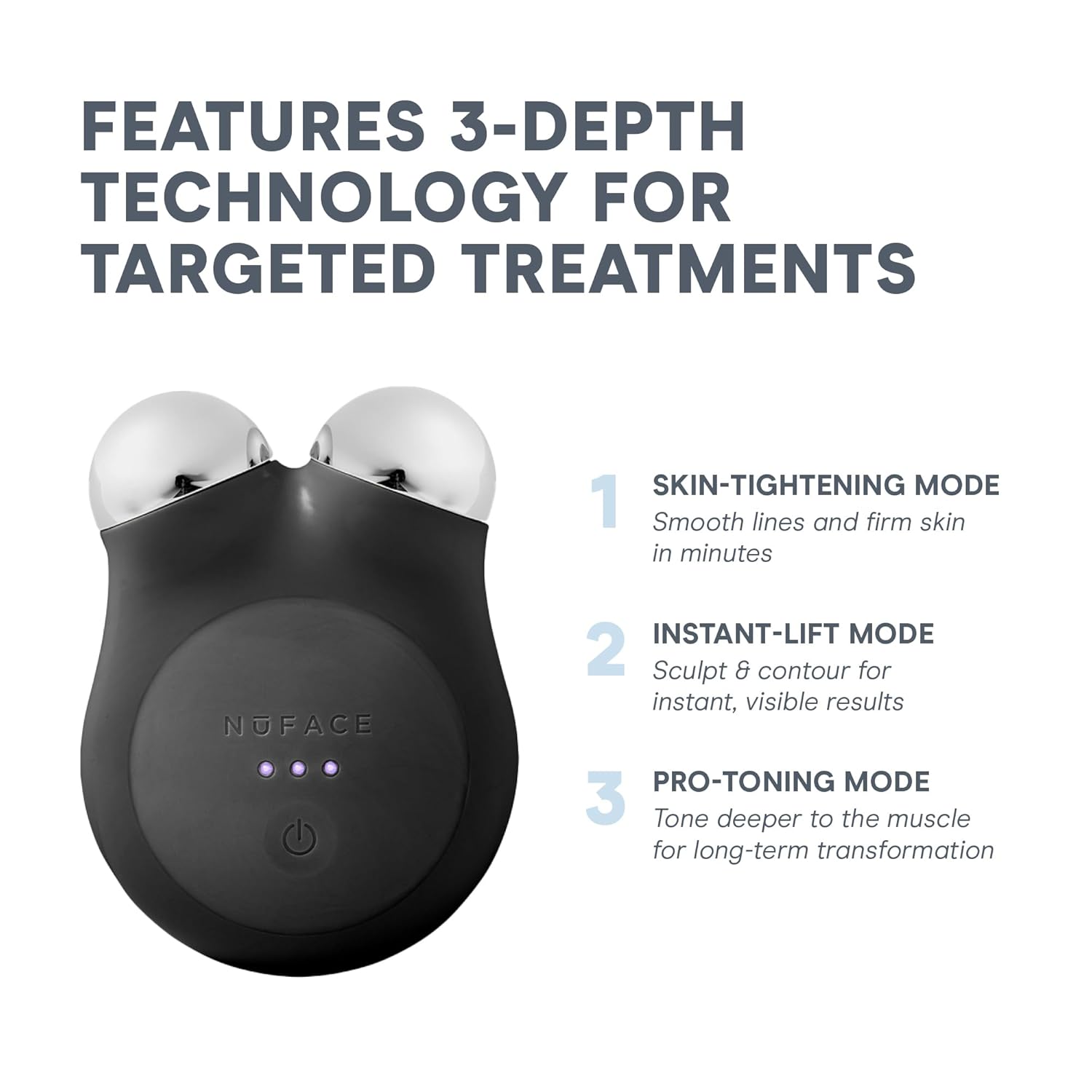 NuFACE MINI+ Microcurrent Facial Device Kit - FDA Cleared Face Sculpting & Skin Tightening Device to Contour, Lift & Tone + Microcurrent Gel Activator & Silk Creme - Midnight Black - Image 2