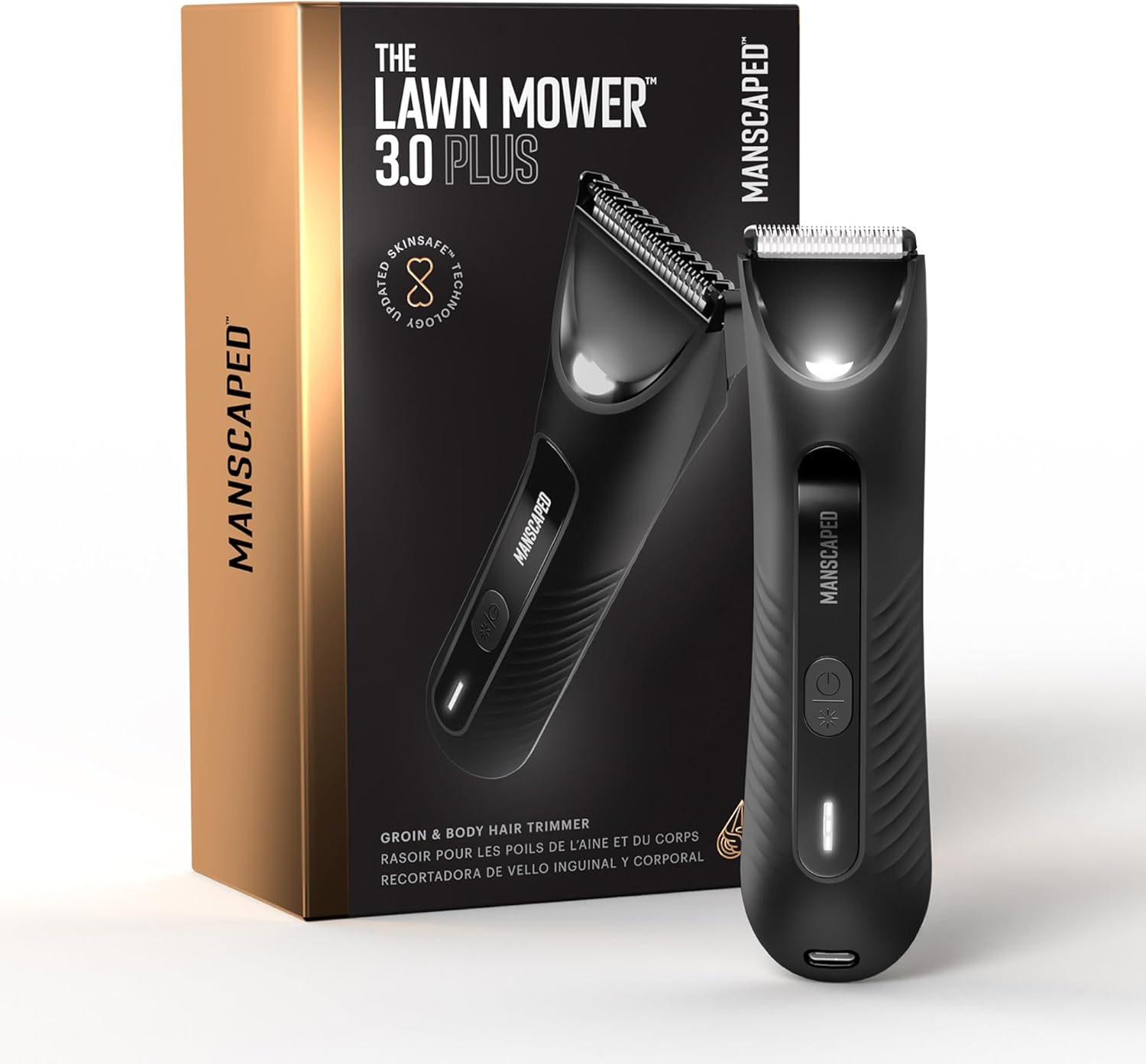 MANSCAPED® The Lawn Mower® 3.0 Plus Groin & Body Hair Trimmer – Updated SkinSafe® Trimmer Blade, Waterproof Wet/Dry Groomer, USB-C Rechargeable, Men’s Wireless Ball Shaver, Tuxedo Black - Image 9
