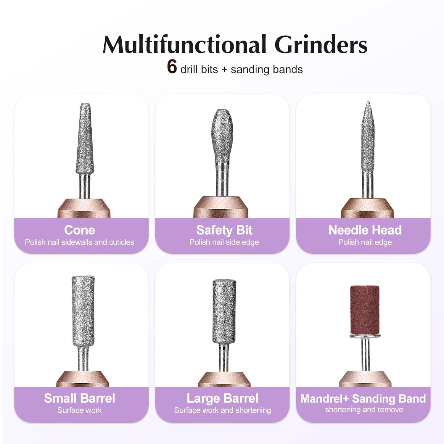COSLUS C40 Electric Nail Drill File Professional: for Acrylic Gel Dip Powder Nails Portable Nail Machine Kit Manicure Pedicure Tools Polishing Set with Nail Drill Bits Sanding Bands - Image 9