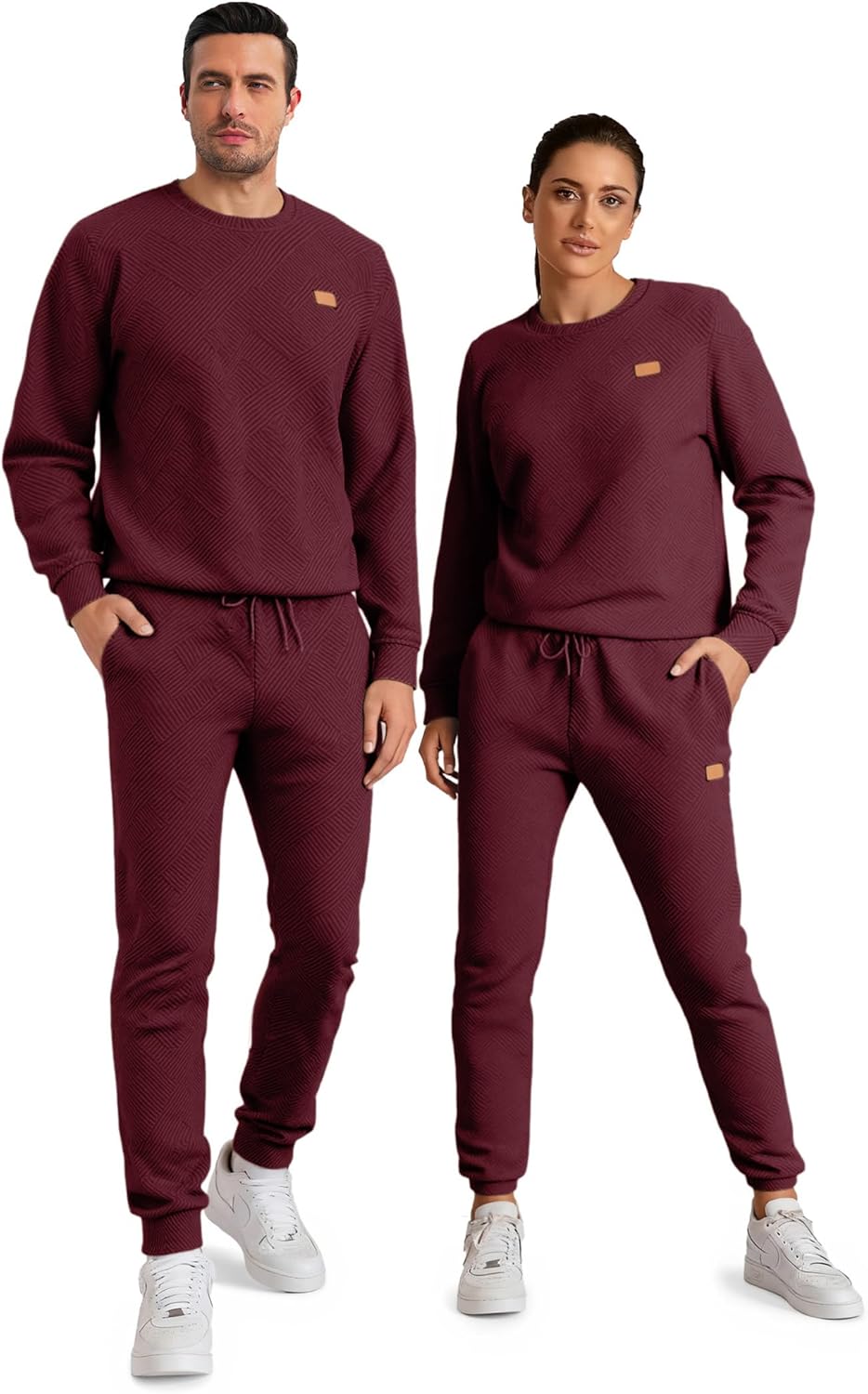 JMIERR Men's 2 Piece Outfits Knit Jacquard Pullover Sweatshirt Tracksuit & Joggers Sweatpants Sweatsuit Sets with Pockets - Image 4