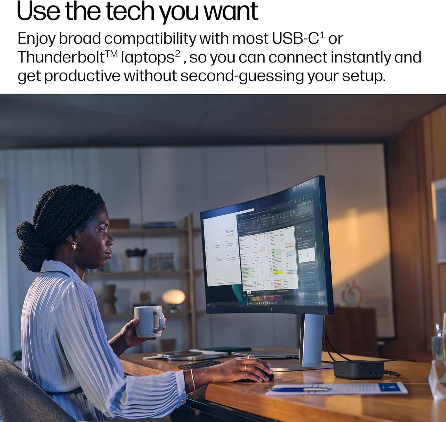 HP USB-C 100W G6 Dock, Future-Proof Design with Ambient LED Lighting and On-Screen Display Notifications, Additional USB-C Ports, Upgraded HDMI 2.1 Port, Upgraded to 120Hz Refresh Rate - Image 6