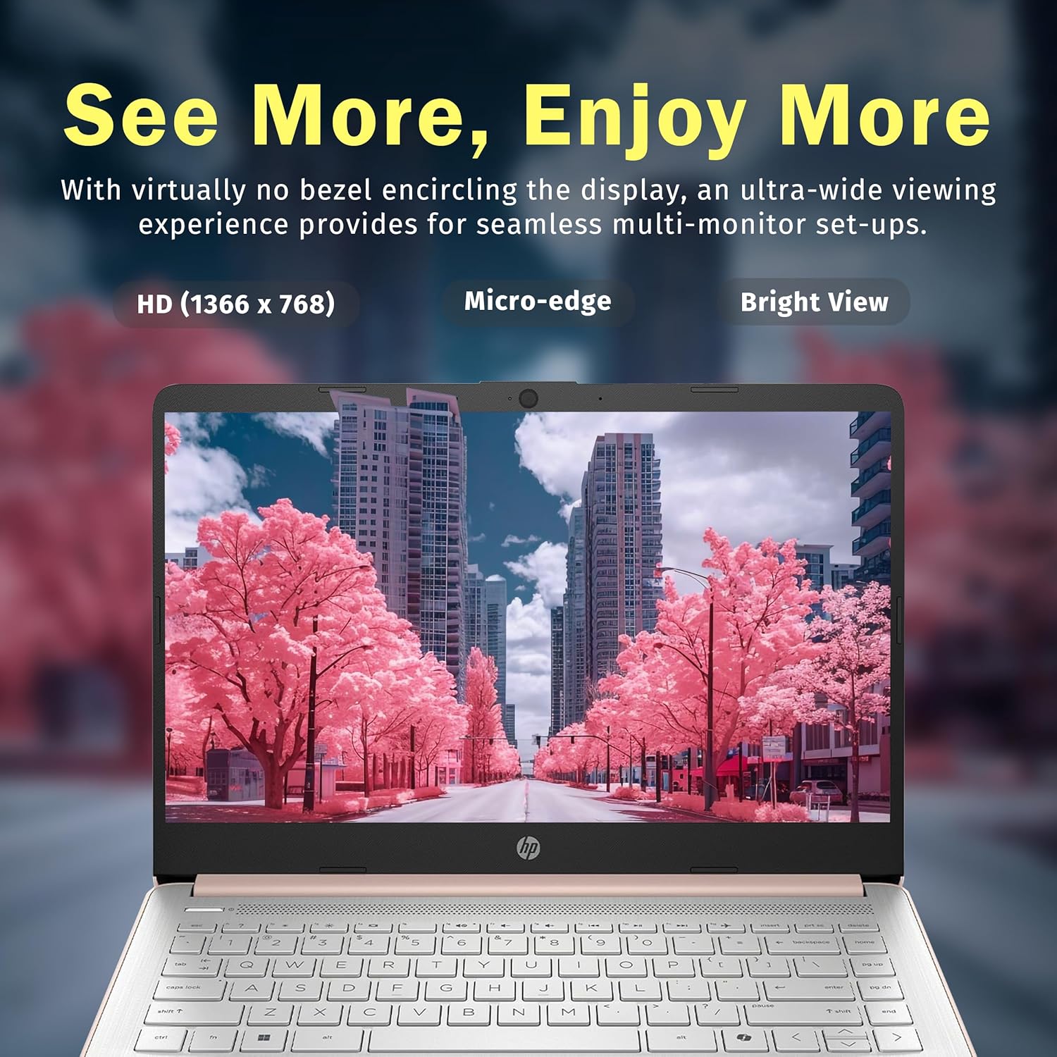 HP Stream 14" HD BrightView Laptop, Intel Celeron N150, 16GB RAM, 288GB Storage (128GB UFS + 160GB Docking Station Set), Intel UHD Graphics, 720p Webcam, Wi-Fi, 1 Year Office 365, Win 11 S, Gold - Image 5