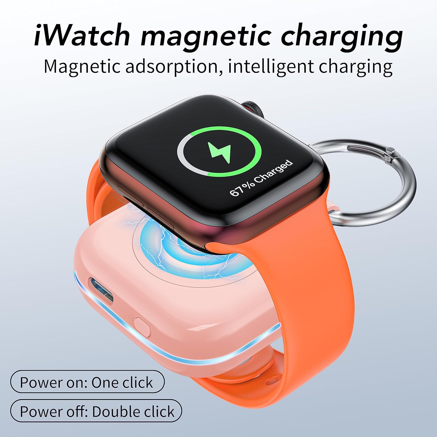 HUOTO Portable Wireless Charger for Apple Watch Accessories,for Apple Watch Series 11/10/9/8/UItra 2/UItra/7/6/5/4/3/2/SE,Compact Magnetic iWatch Charger 1200mAh Power Bank Keychain Travel Style Gift - Image 4