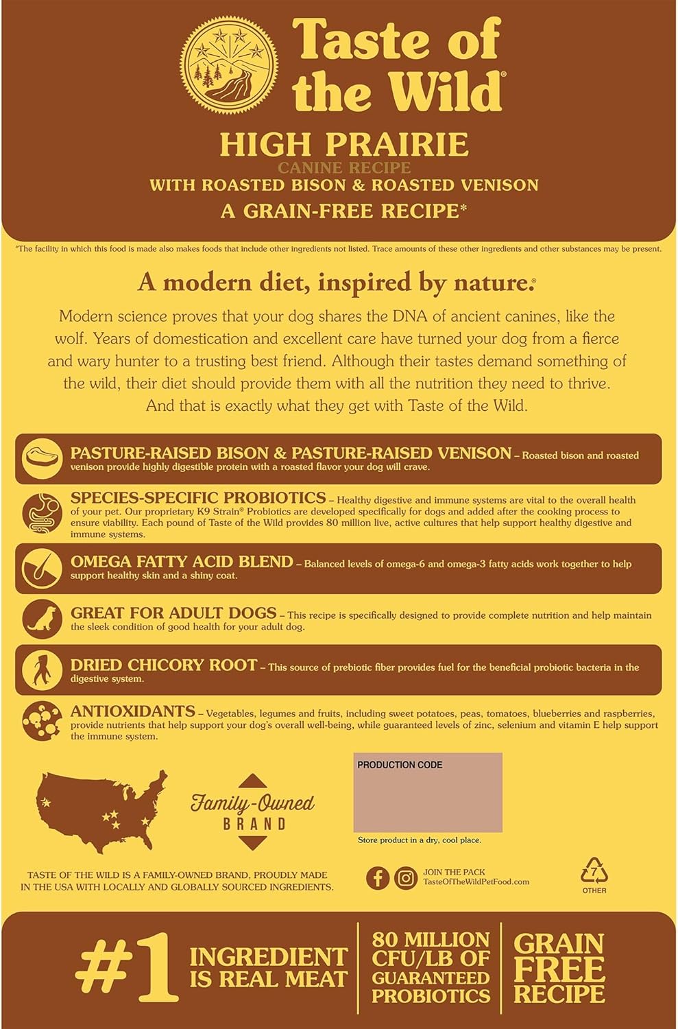 Taste of the Wild High Prairie Canine Grain-Free Recipe with Roasted Bison and Venison Adult Dry Dog Food, Made with High Protein from Real Meat and Guaranteed Nutrients and Probiotics 28lb - Image 2