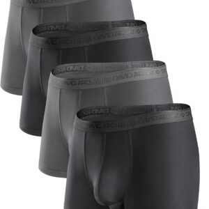DAVID ARCHY Men’s Modal Underwear Boxer Briefs & Trunks, Breathable Soft Anti-Chafe Comfort, Dual Pouch Support, 3 or 4 Pack