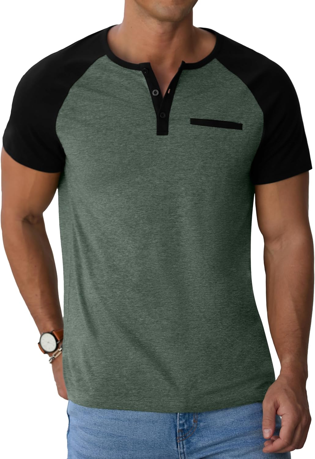 Sailwind Men's Cotton Henley Short Sleeve Casual T-Shirts with Pocket - Image 3