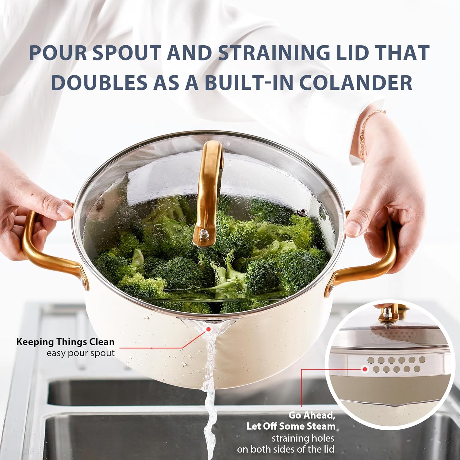 Pots and Pans Set Nonstick - Granite Cookware + Bakeware Set Kitchen Cookware Sets With Dutch Oven, Frying Pans, Saucepan, Sauté Pan, Silicone Utensils, Cookie Sheet, Baking Pan Set for Cooking Gifts - Image 3