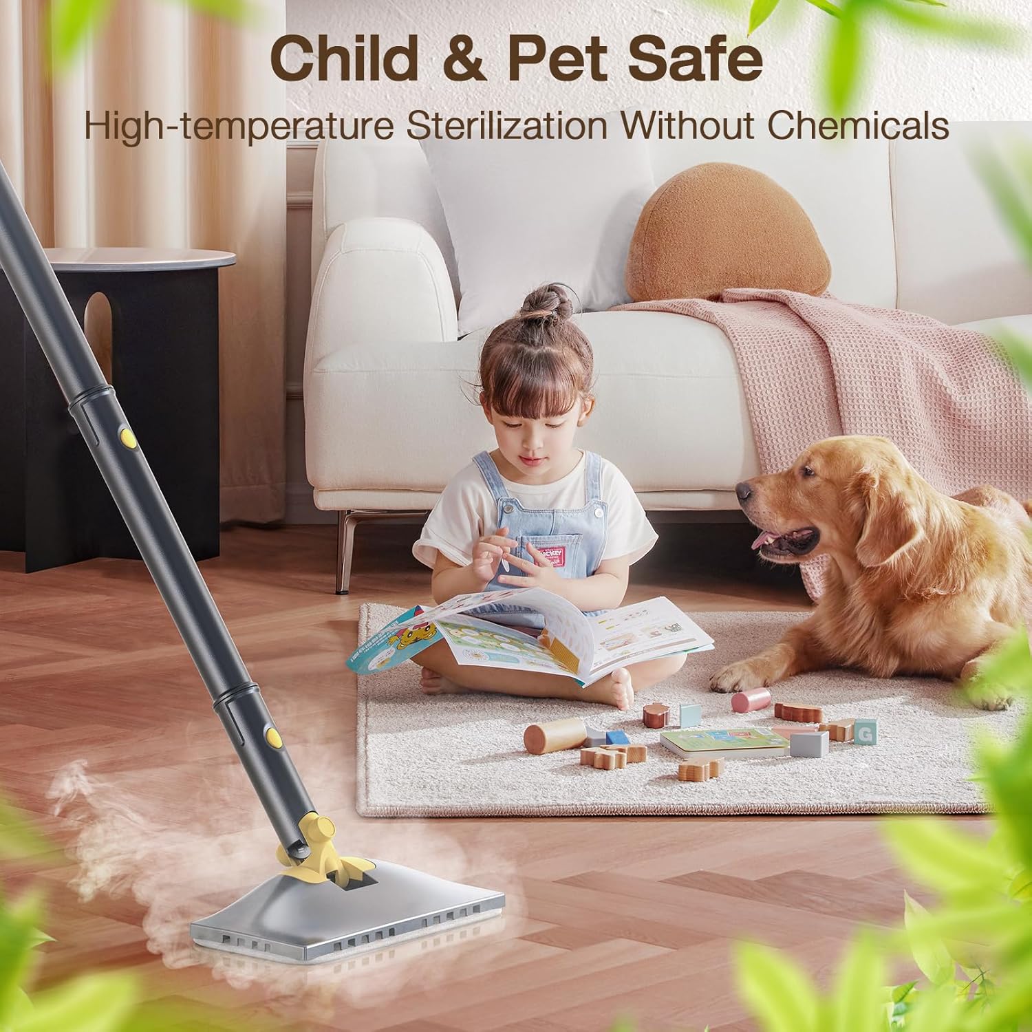 Steam Mop with Detachable Handheld Steam Cleaner, 10-in-1 Multi Accessories, Quick 10s Heat, 350ml and 2-Level Steamer for Cleaning Floor, Carpet, BBQ Grill, Tile, and Grout, Gray - Image 6