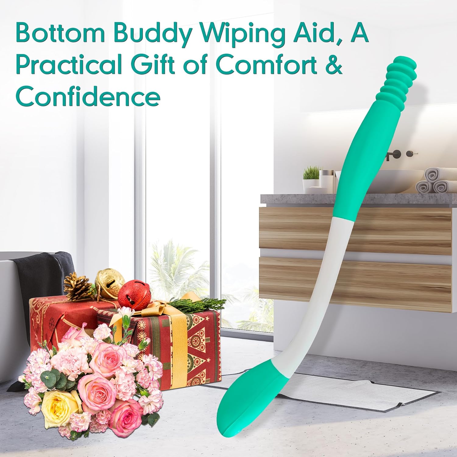 Butt Wiper Tool, 15.7" Comfort Wipe Toilet Aid for Wiping Bottom, Bottom Buddy Wiping Aid for Disabled, Elderly, Overweight, Pregnant People, Easy to Use Bottom Buddy Wiping Assist Tool - Image 8