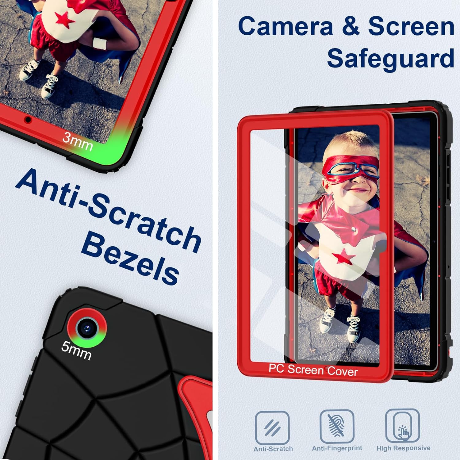 Case for Galaxy Tab A11 Plus /A9 Plus Samsung Tablet A11+ / A9+ 11 Inch Cases with Screen Protector 2026/2024 Galaxy 11" Cover Thickned Cornor Kickstand, Black Red - Image 5