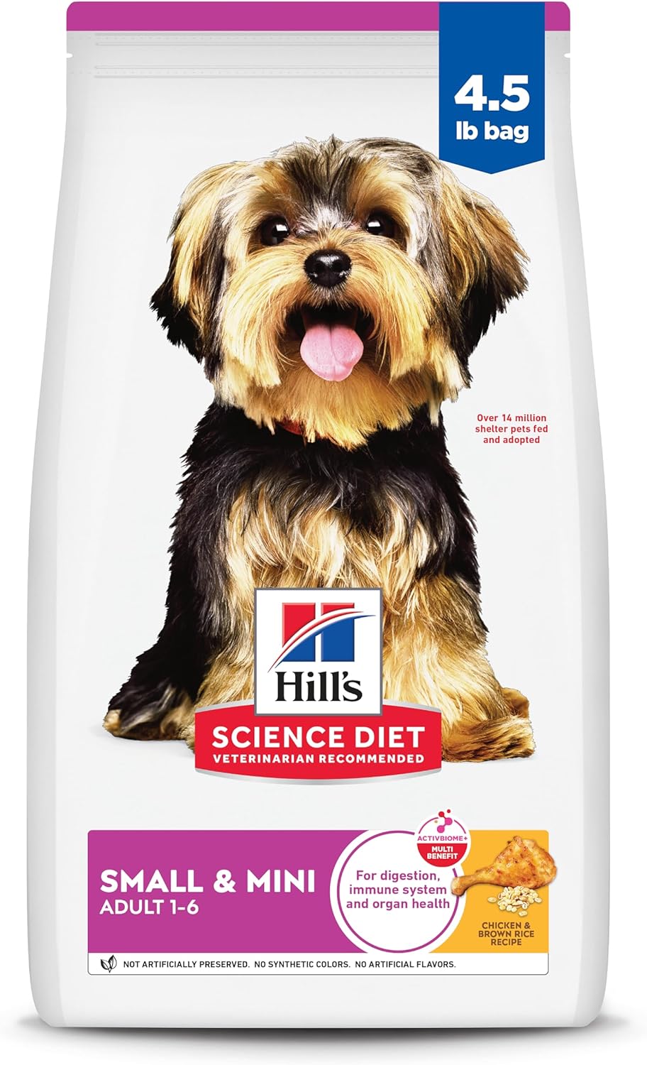 Hill's Science Diet Adult 1-6 Small & Mini Dry Dog Food, Chicken & Brown Rice, 4.5 lb. Bag