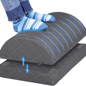 CushZone Foot Rest,Desk & Gaming Accessories,Foot Rest for Under Desk at Work,Comfortable Footrest with 2 Adjustable Heights & Removable Cover, Office Desk Accessories（Gray）