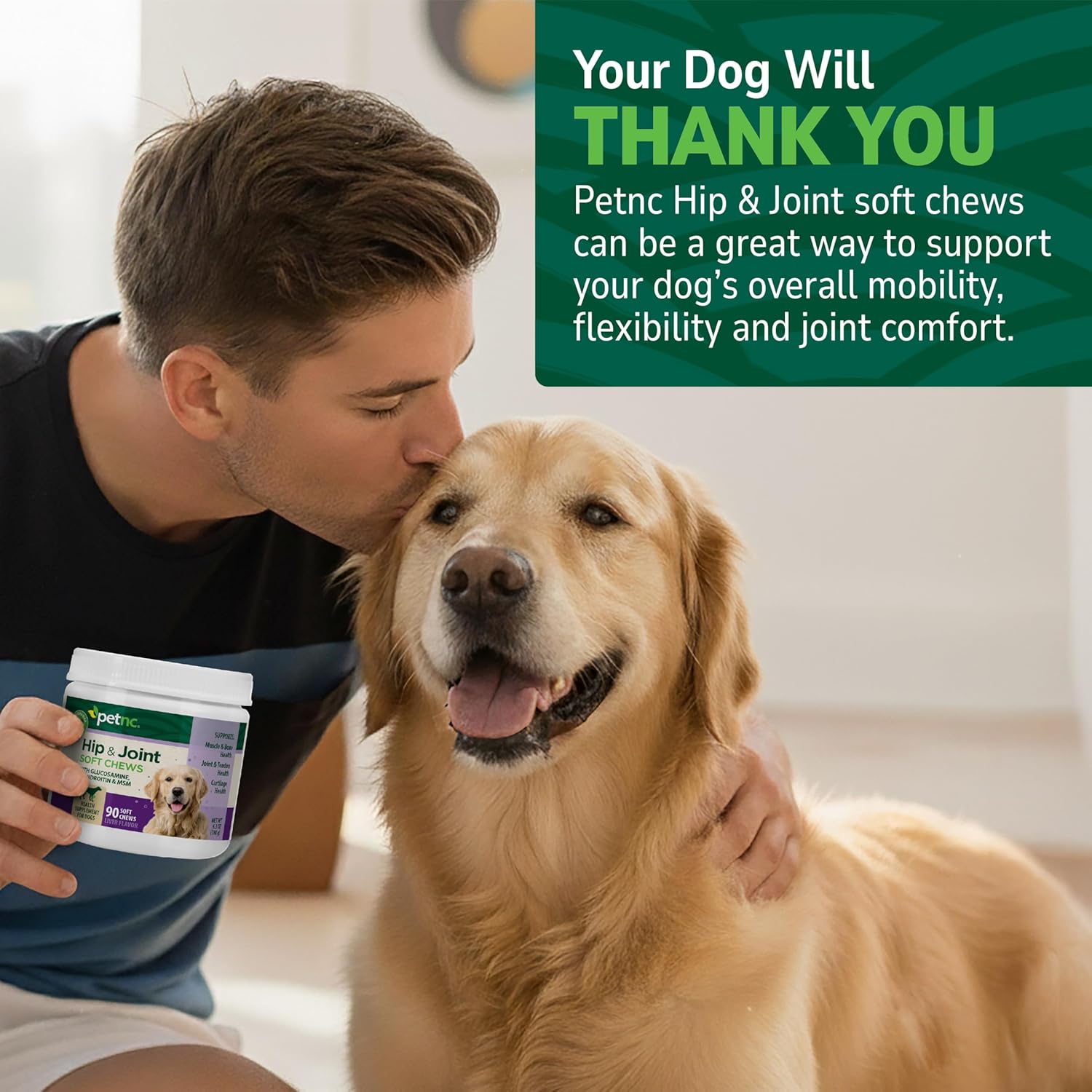 Petnc Hip & Joint Health Supplement for Dogs (90 Chews), Glucosamine Chondroitin MSM Dog Chews with Hyaluronic Acid, Liver Flavored Bone & Joint Support Supplement, For All Breeds - Image 5