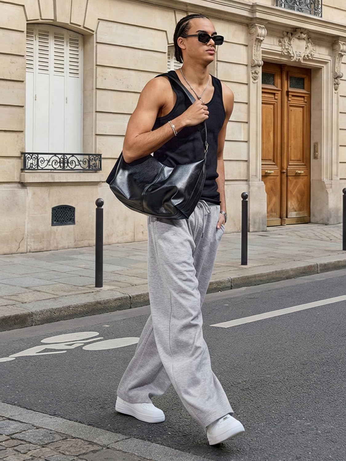 JMIERR Men's Casual Baggy Pants Wide Leg Travel Pants Streetwear Joggers with Pockets - Image 4