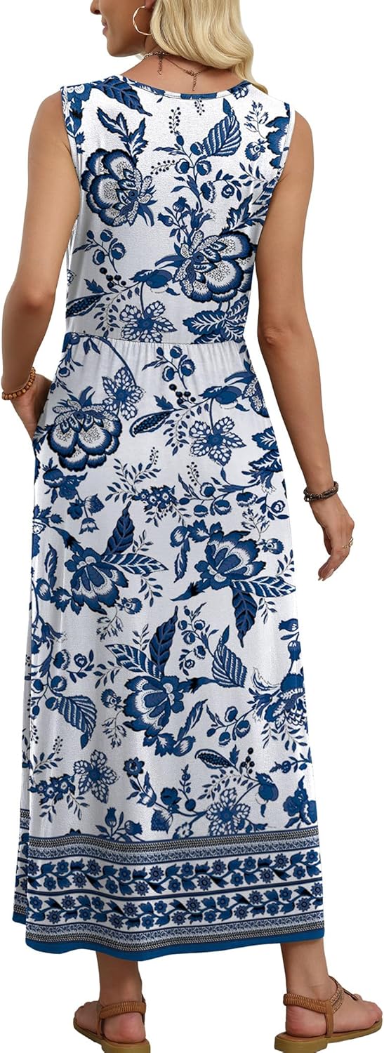 WIHOLL Summer Dresses for Women 2026 Maxi Dresses Long Flowy A Line Sleeveless Sundresses with Pockets - Image 5