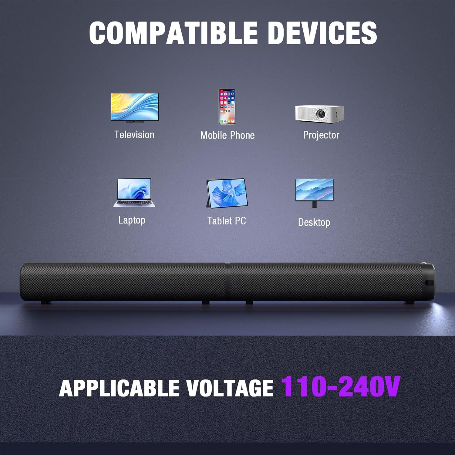 Puriom Sound Bar for Smart TV, 100W Sound Bar with Bluetooth 5.3/ARC/Opt/AUX Connect, 2-in-1 Detachable Home Soundbar, Home Theater Speaker & Bass Effect, for TV/PC/Projectors - Image 6