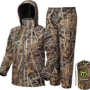 TIDEWE Rain Suit, Waterproof Breathable Lightweight 2 Pieces Rainwear