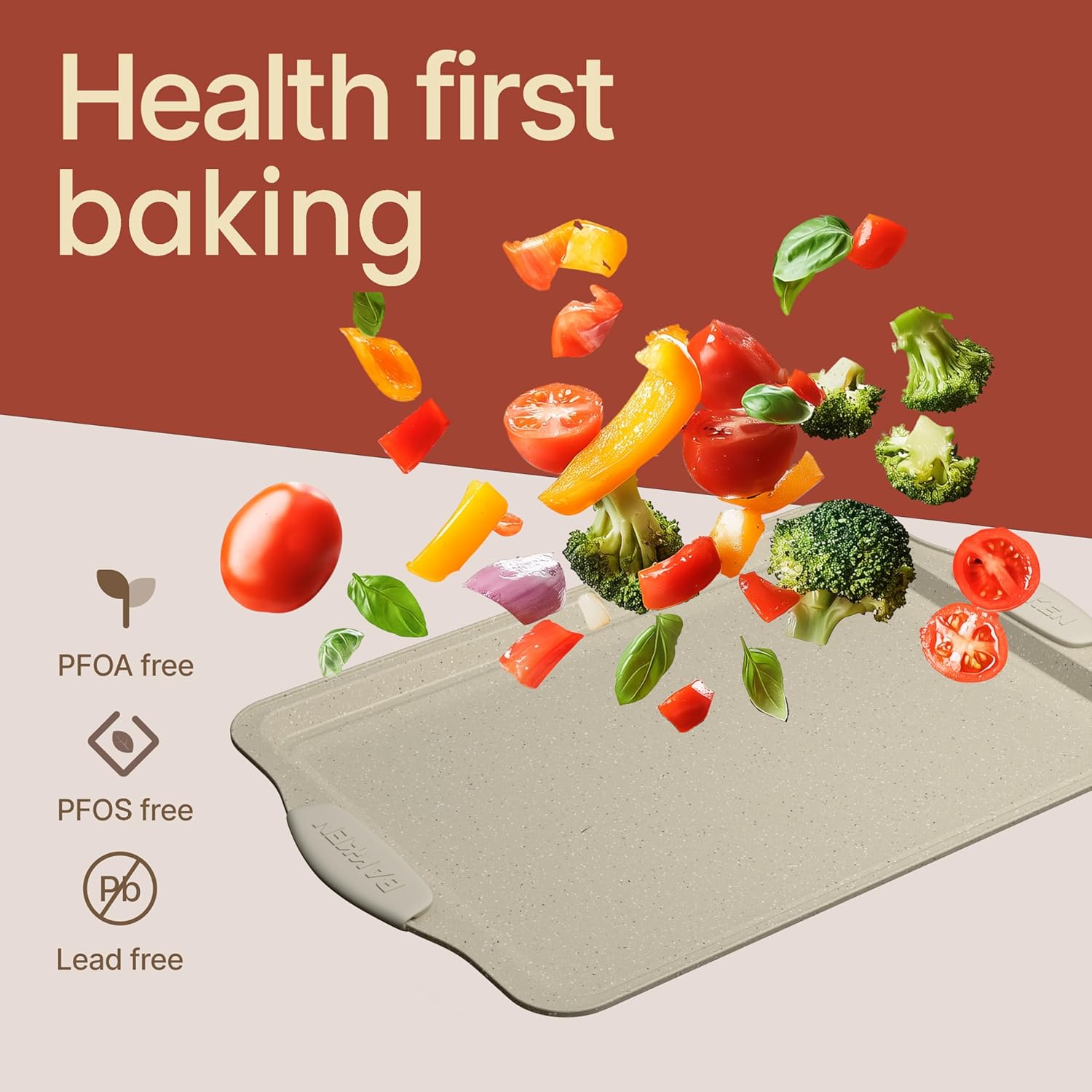 BAKKENMASTER Deluxe 8-Piece Carbon Steel Bakeware Set - Nonstick White Marble Coating, Silicone Handles - Professional Quality Kitchen Oven Baking Pans - Image 7