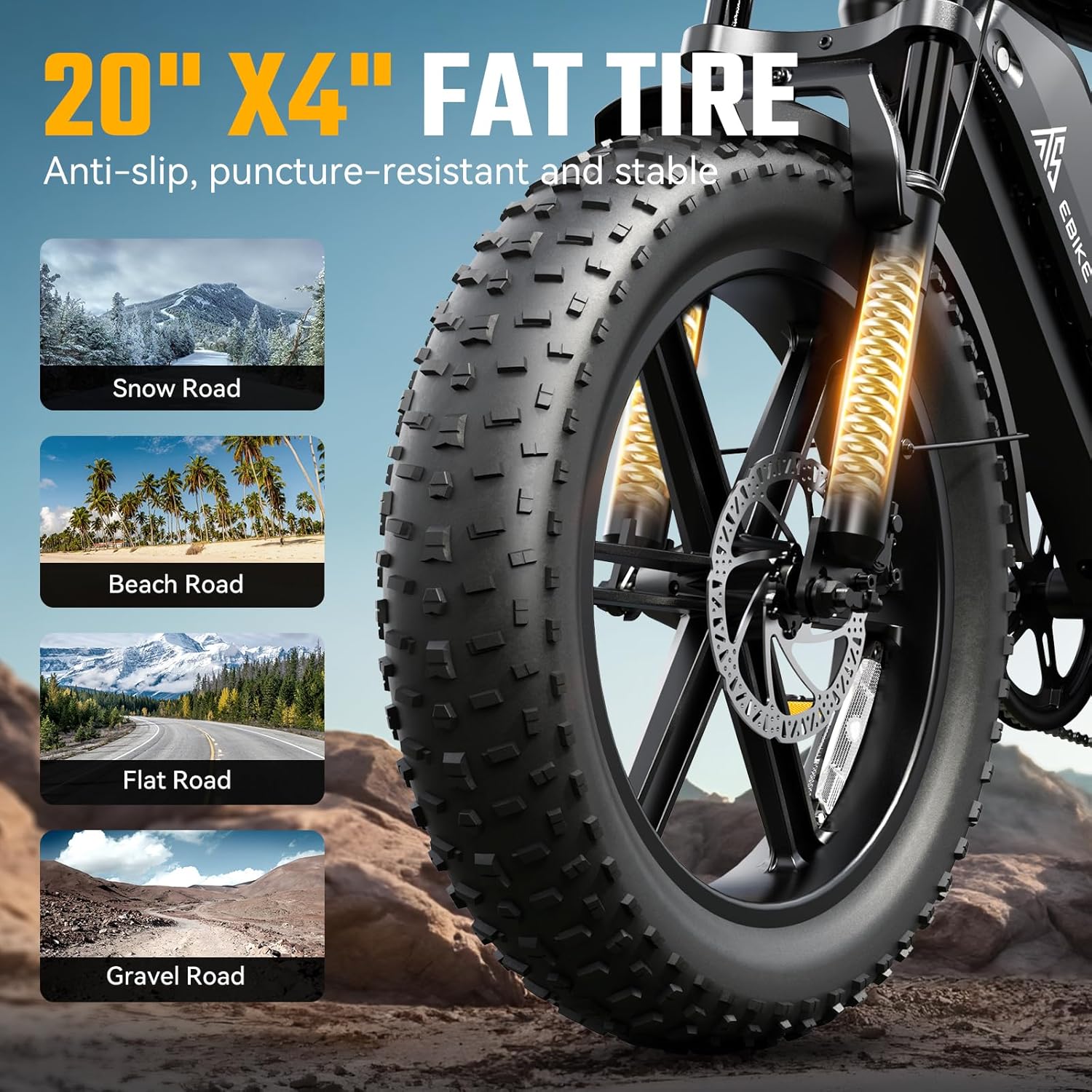TST Electric Bike for Adults 1500W Peak 20" Fat Tire All-Terrain E-Bike 60/110 Miles 28 MPH Electric Dirt Bike - 48V 15/25 AH Battery Tested to UL 2849 Powered Electric Bicycle - Image 4