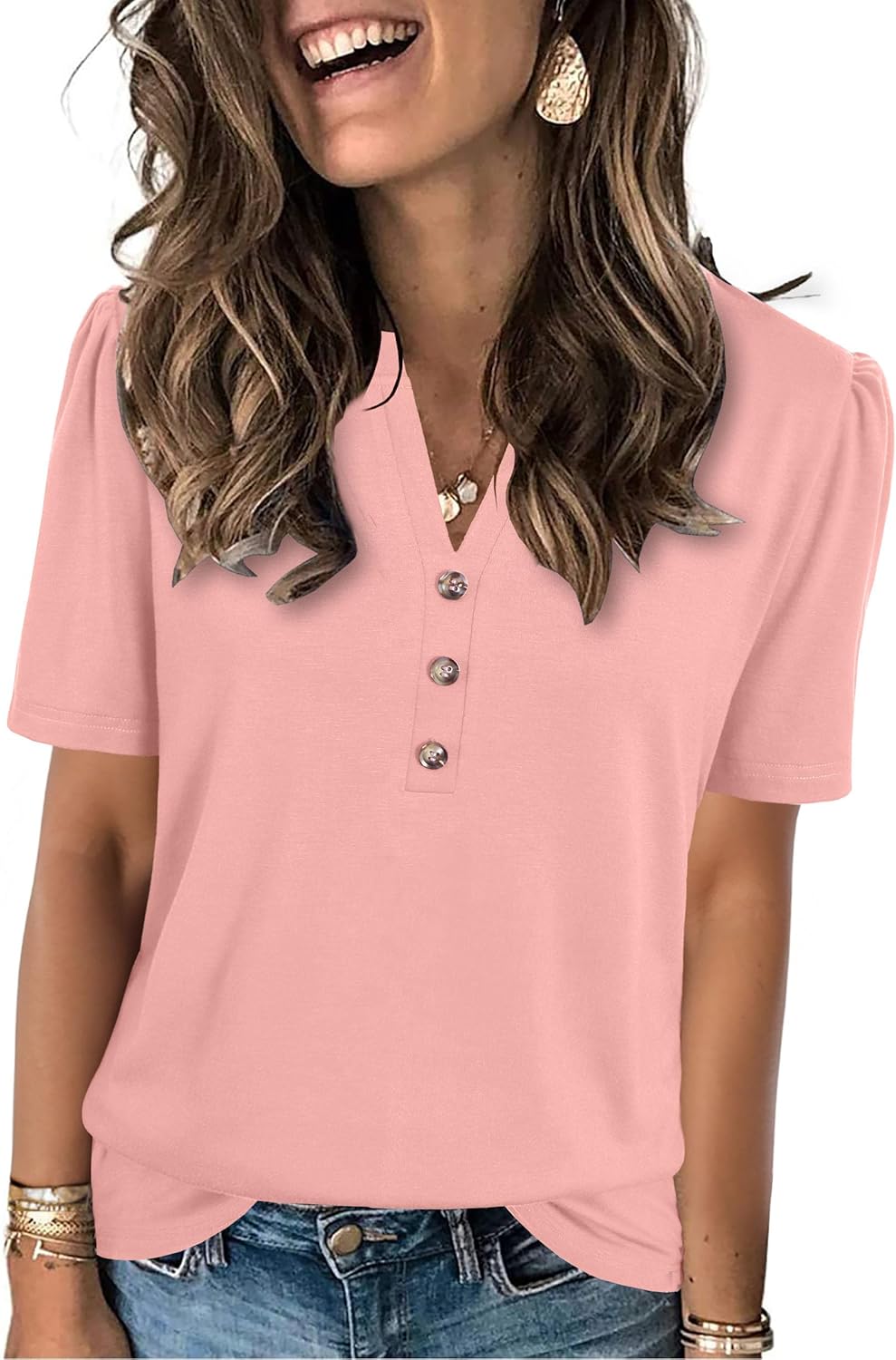 XMTOPYE Womens Summer Tops 2026 Short Sleeve Shirts Beach Vacation Outfits Dressy Casual Blouses