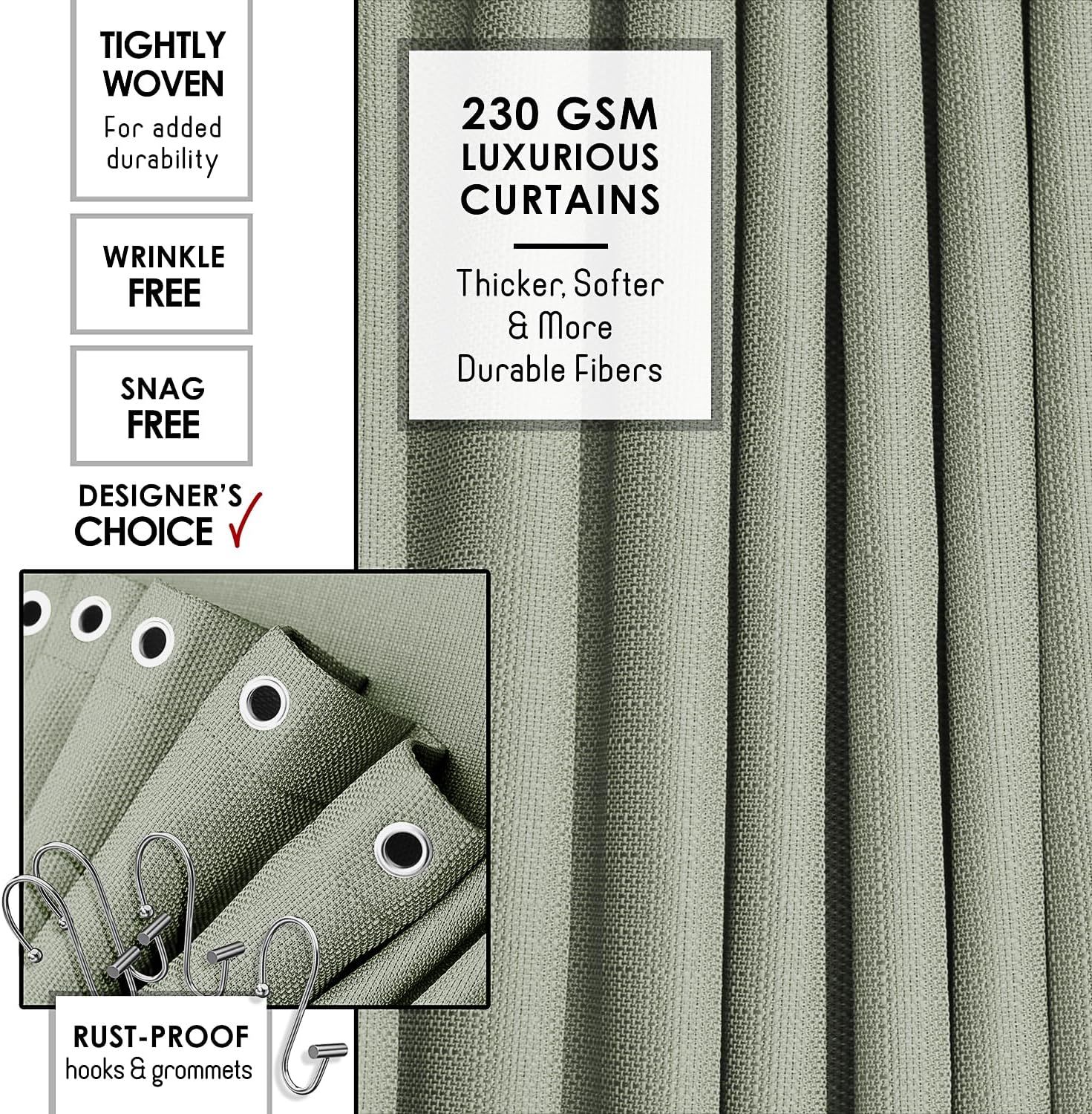 Clara Clark Sage Green Bathroom Set - Bathroom Accessories Set, 19PC Bathroom Accessory Set, Bathroom Sets with Shower Curtain Set, Soap Dispenser & Toothbrush Holder - Image 4