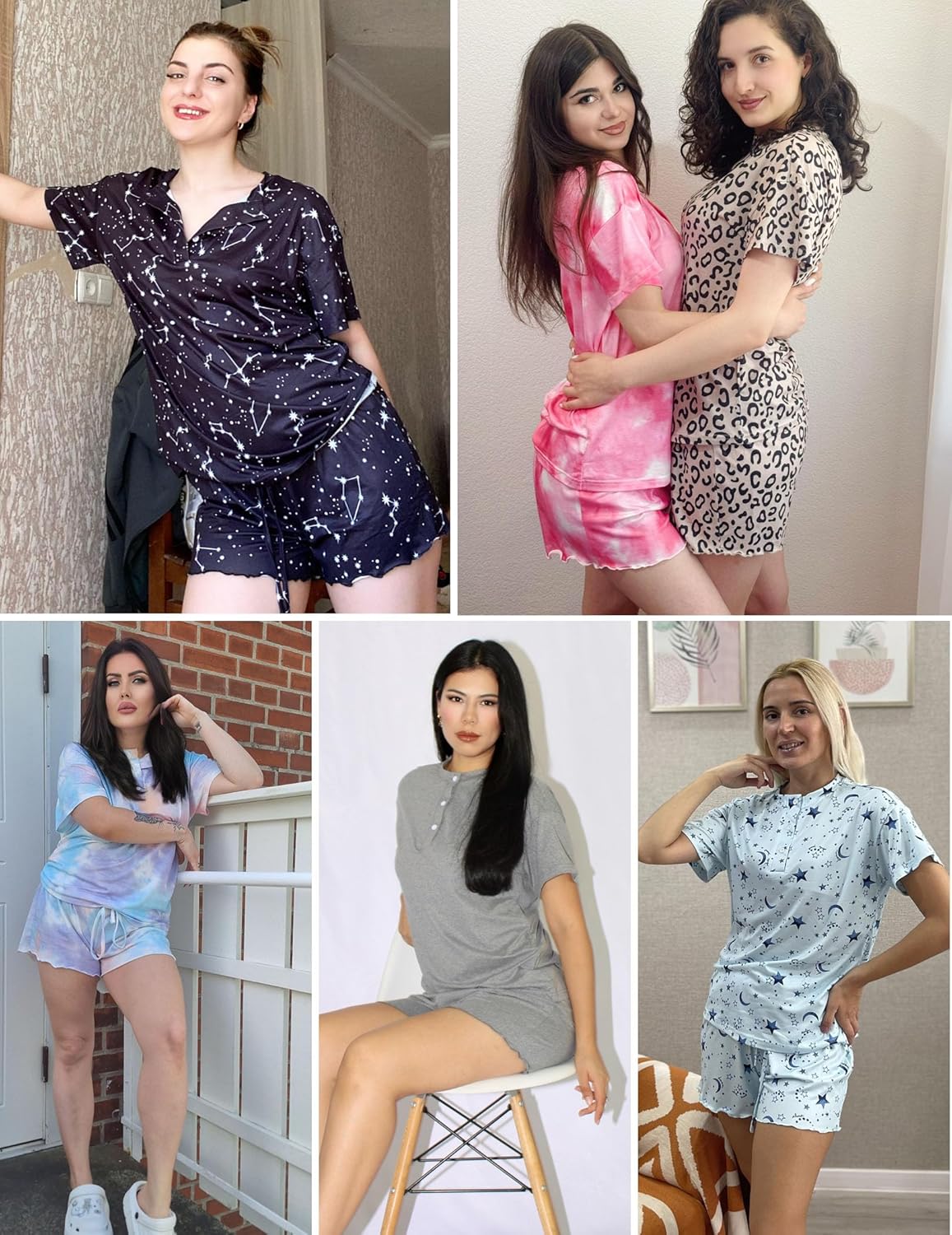 Ekouaer Pajamas Set for Women Short Sleeve Lounge Set 2 Piece Loungewear PJs Soft Cute Lightweight Sleepwear - Image 2