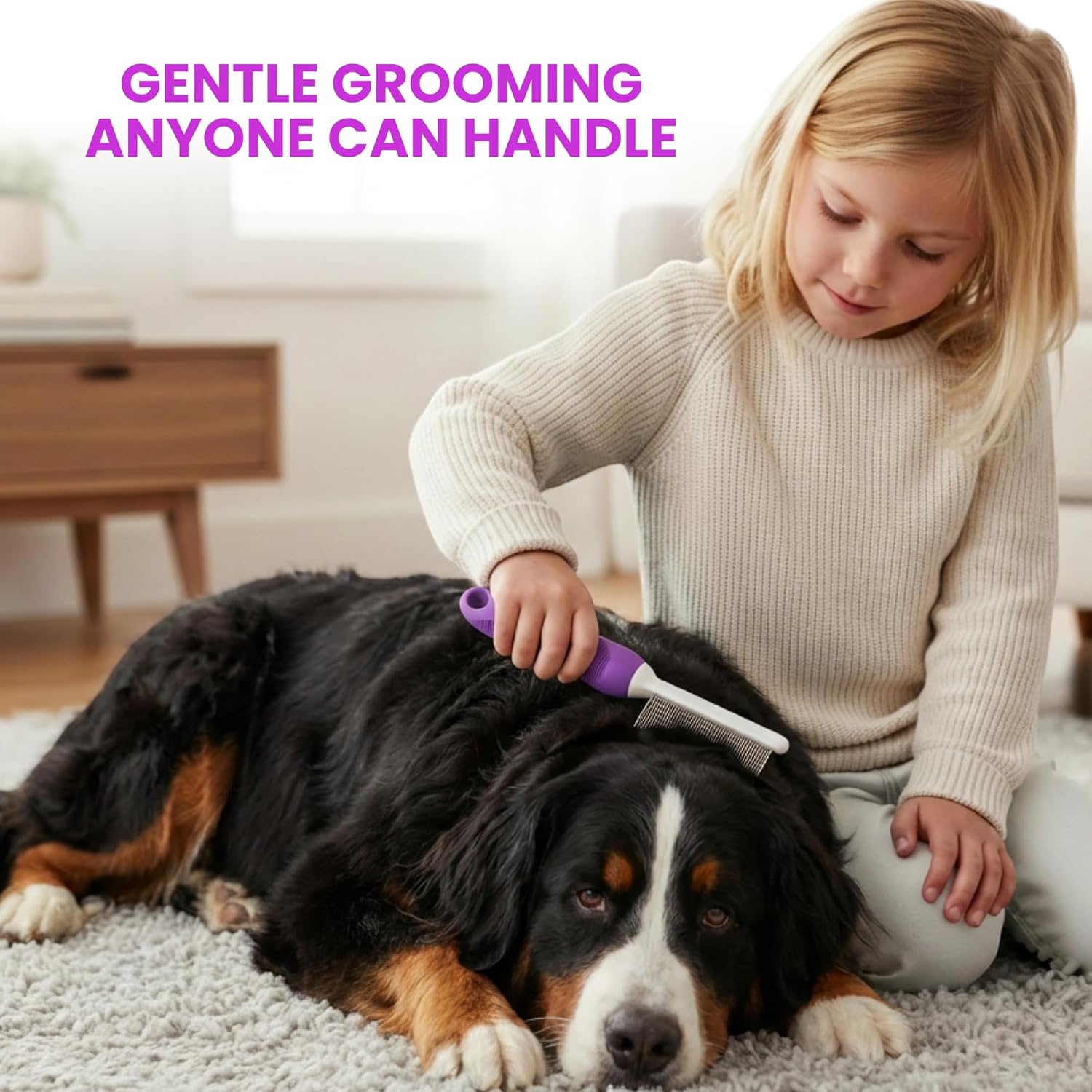 Poodle Pet Detangling Pet Comb with Long & Short Stainless Steel Teeth for Removing Matted Fur, Knots & Tangles – Detangler Tool Accessories for Safe & Gentle DIY Dog & Cat Grooming - Image 7