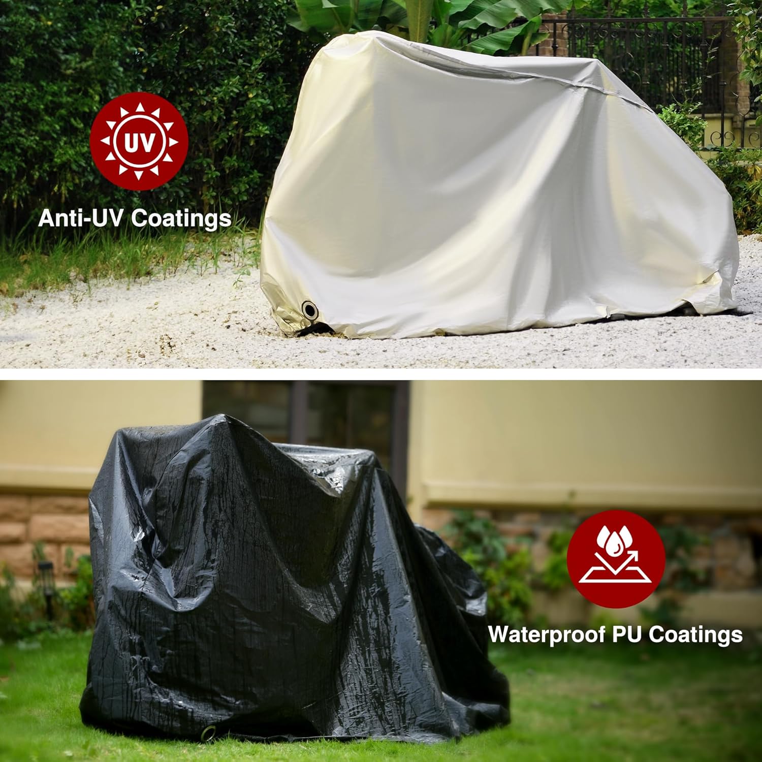 Puroma Bike Cover for 1/2/3 Bikes, Waterproof Outdoor Storage Bicycle Covers Rain Sun UV Dust Wind Proof with Lock Hole for Mountain Road Electric Bike - Image 7