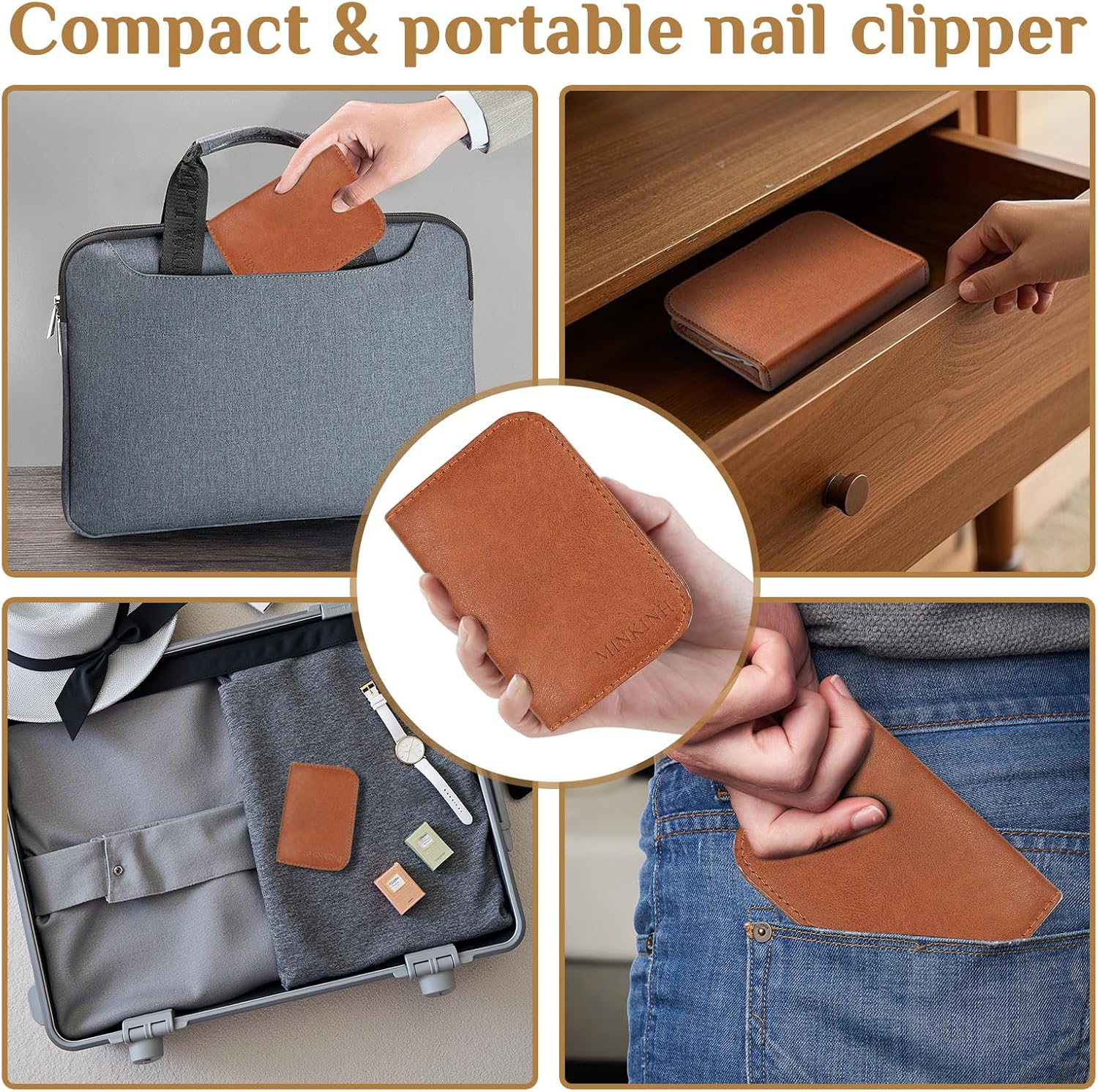 MINKINH Manicure Set Professional Nail Clipper Kit-26 Pieces Stainless Steel Manicure Kit,Nail Care Tools with Luxurious Travel Case (Brown) - Image 9