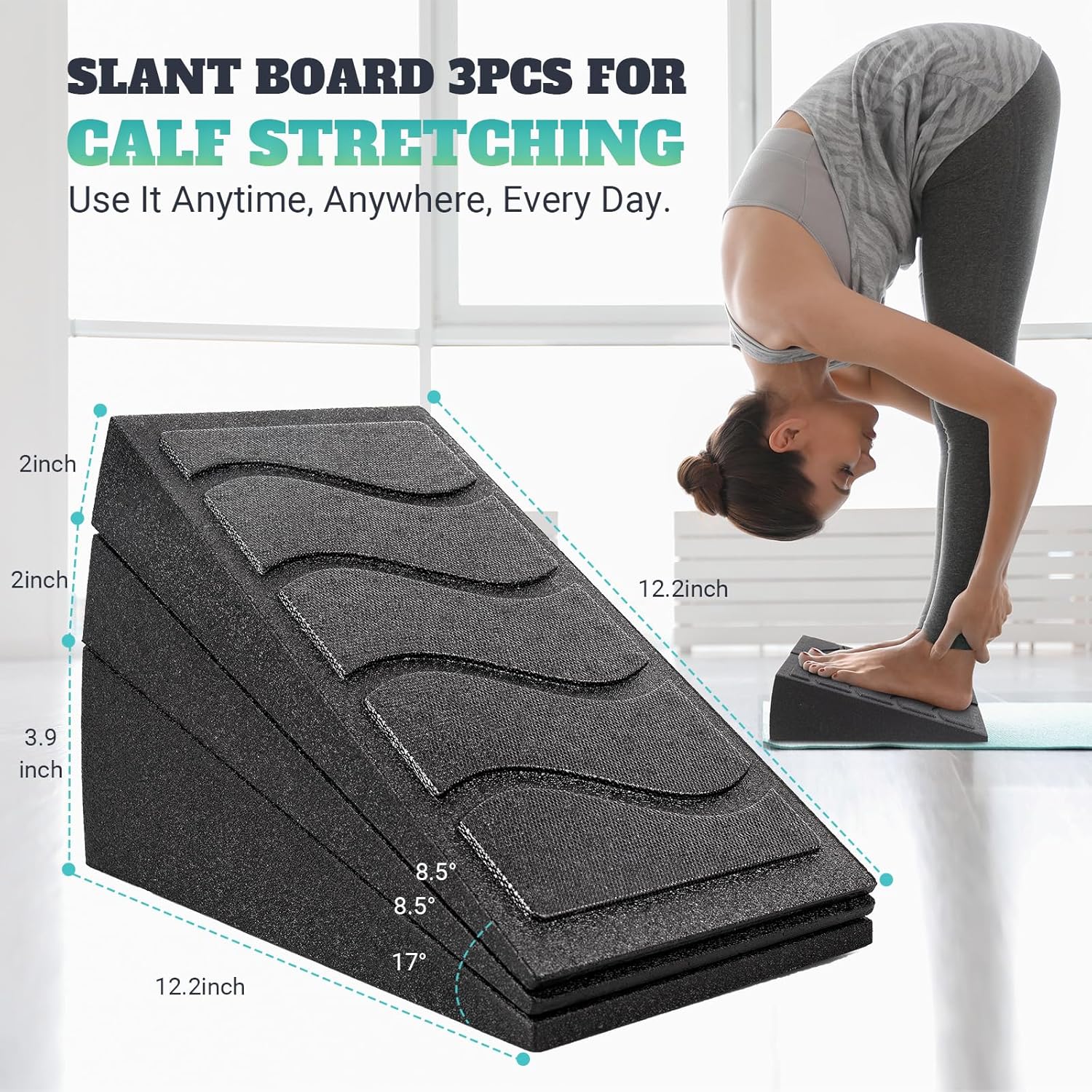 Slant Board for Calf Stretching, 5 Adjustable Angles Incline Board for Squat Wedge, 480 lbs Weight Capacity Calf Stretch Yoga Foam Wedge for Exercise, Squat, Ankle Mobility & Physical Therapy - Image 5
