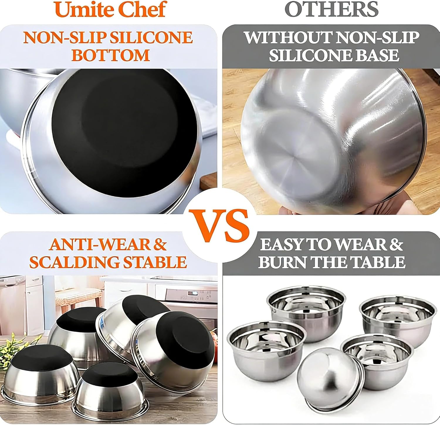 Thickened Heavy-Duty 26pcs Stainless Steel Bowl, Mixing Bowl Set with Lid, Grater Attachment, Non-Slip Bottom and Kitchen Gadget Set, Sizes 7, 4, 2.5, 2.0, 1.5, 1QT, Ideal for Mixing and Serving - Image 6
