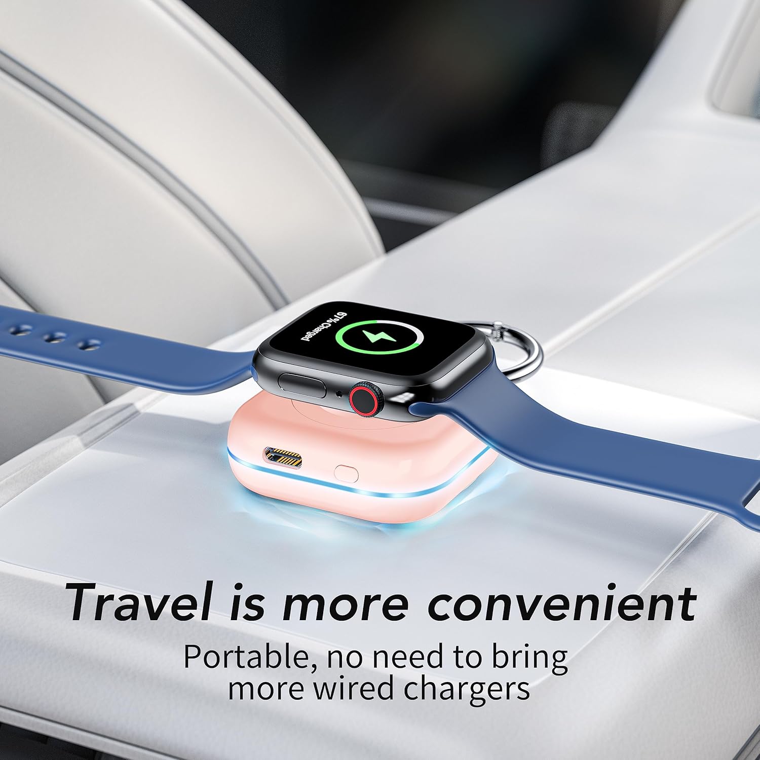 HUOTO Portable Wireless Charger for Apple Watch Accessories,for Apple Watch Series 11/10/9/8/UItra 2/UItra/7/6/5/4/3/2/SE,Compact Magnetic iWatch Charger 1200mAh Power Bank Keychain Travel Style Gift - Image 7