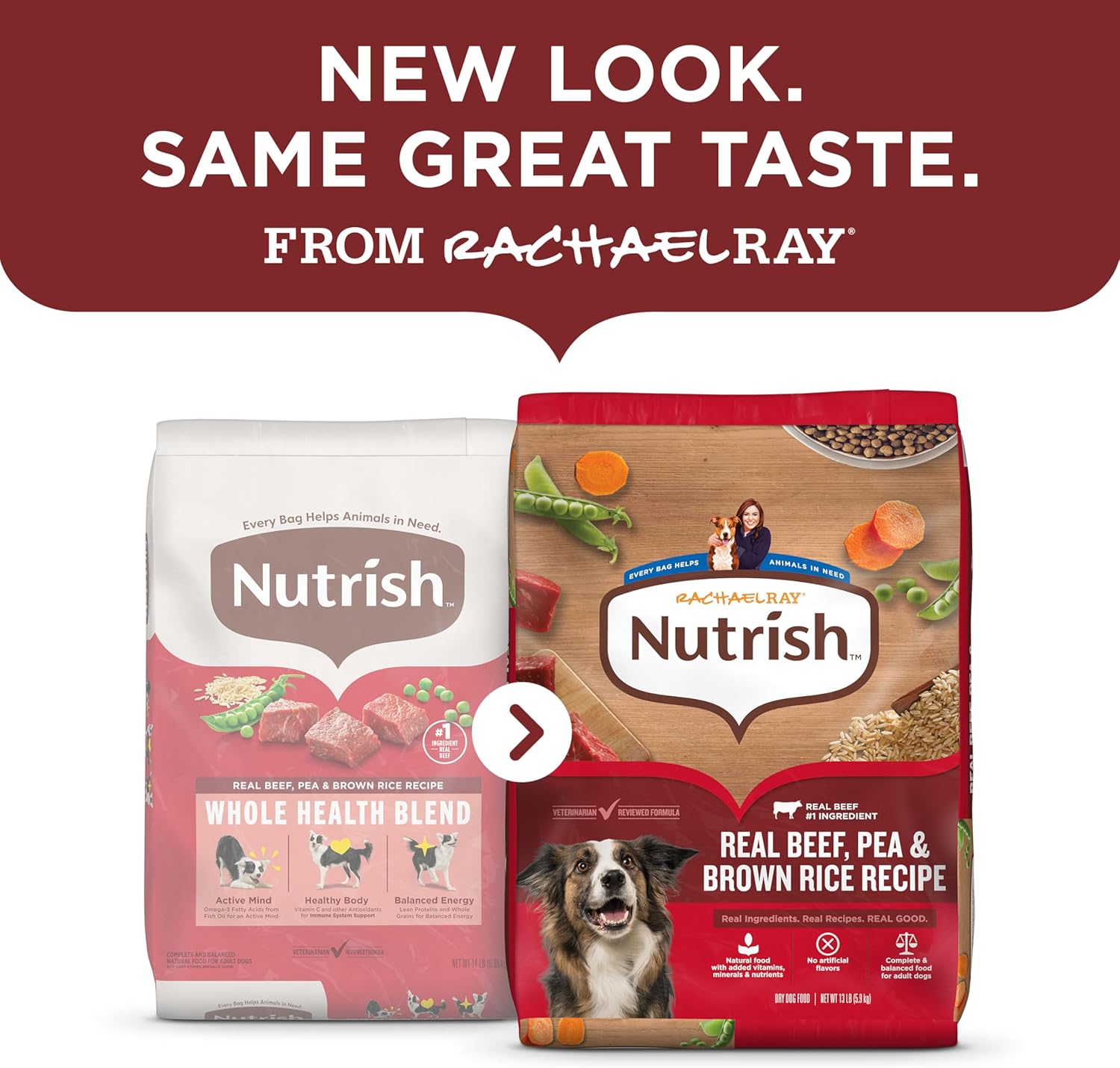Nutrish Rachael Ray Adult Dry Dog Food Real Beef, Pea & Brown Rice Recipe, 40 lb. Bag (Packaging May Vary) - Image 2
