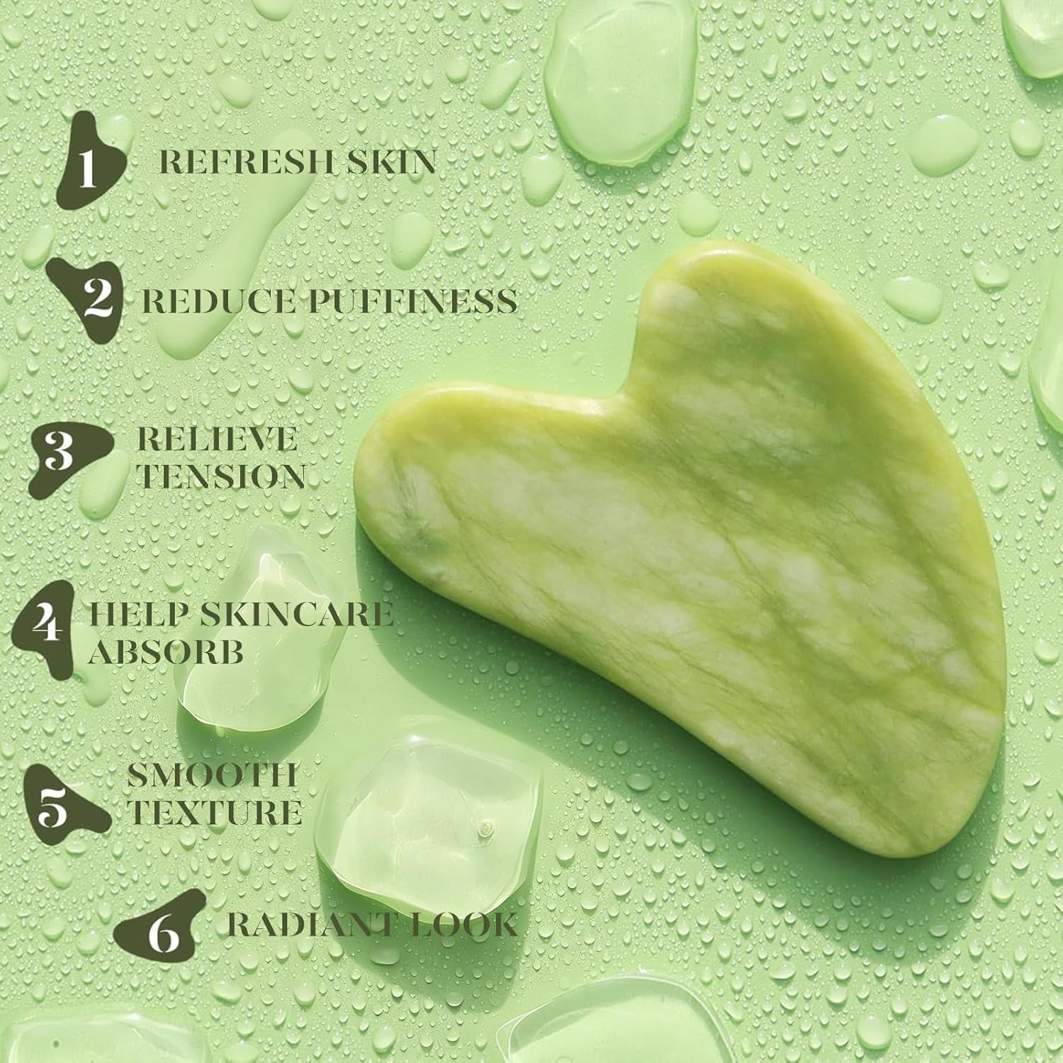 BAIMEI IcyMe Gua Sha & Jade Roller Facial Tools Face Roller and Gua Sha Set for Puffiness and Redness Reducing Skin Care Routine, Self Care for Men Women - Green - Image 4
