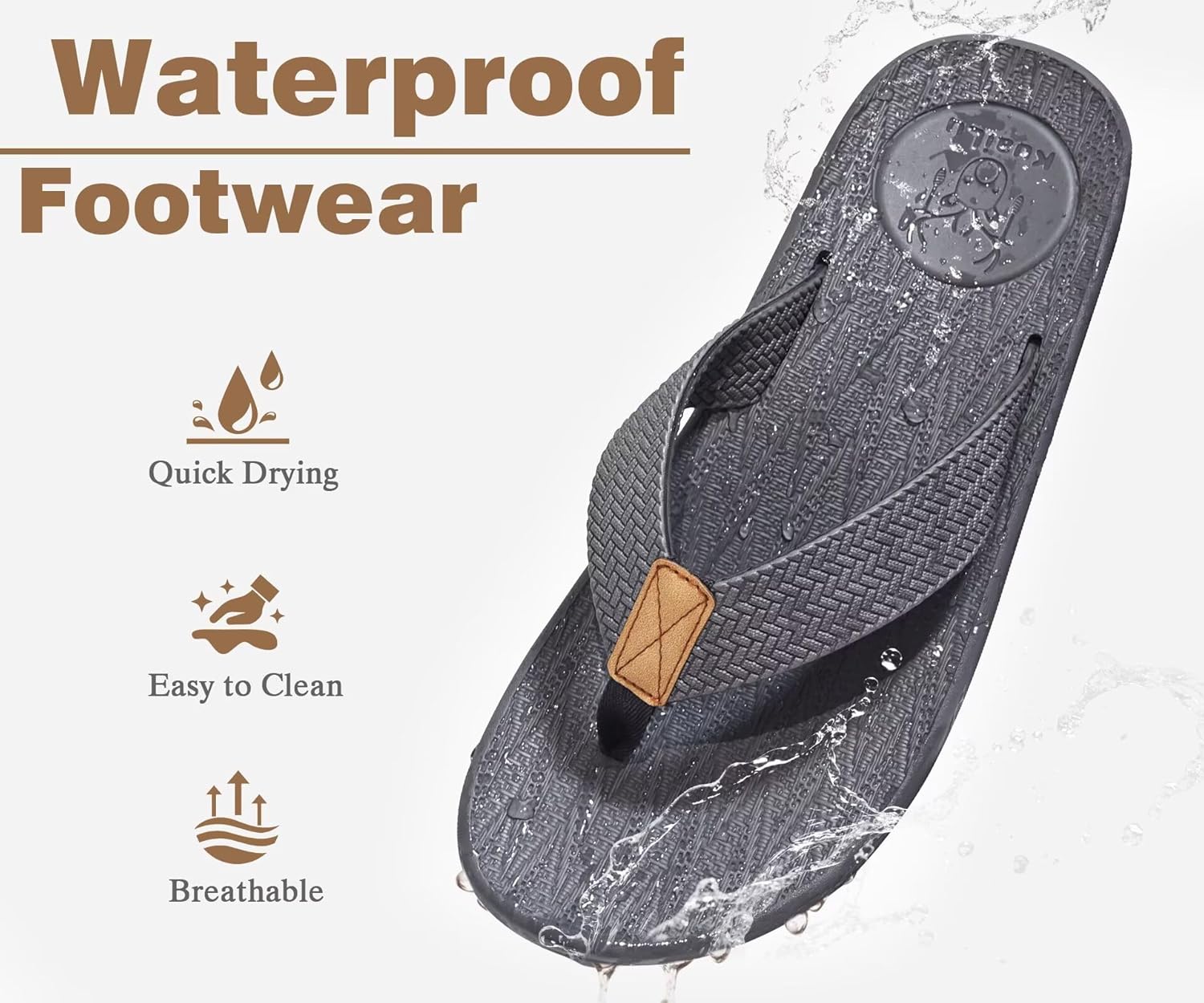 KuaiLu Mens Flip Flops Arch Support Comfortable Summer Beach Thong Sandals Yoga Foam Cushion Slip on Slippers - Image 3