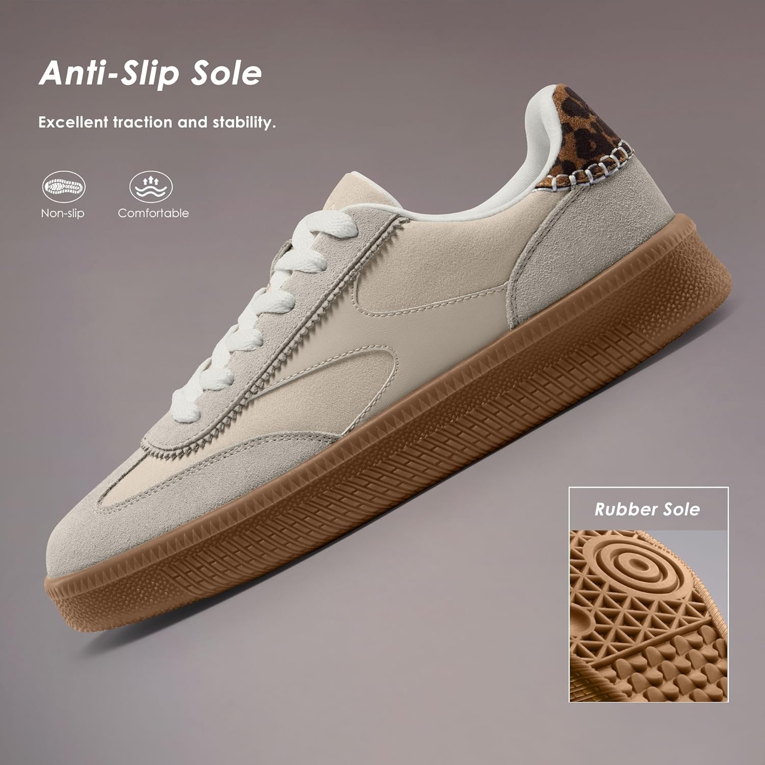 Vilanva Women's Fashion Sneakers Casual Tennis Shoes with Genuine Suede Classic Retro Gum Sole Walking Trendy Footwear - Image 6
